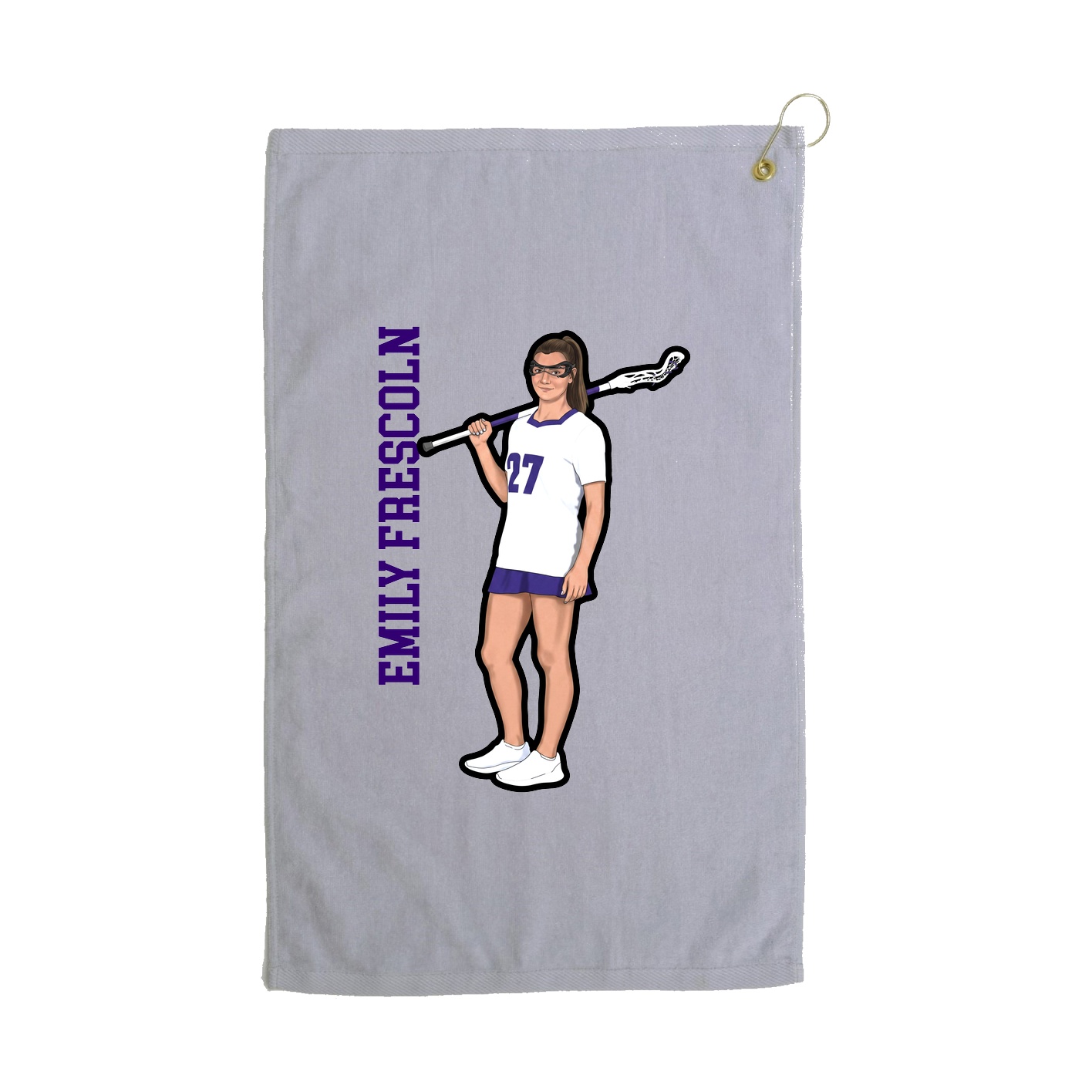 Golf Towel — Name Vertical in Grey