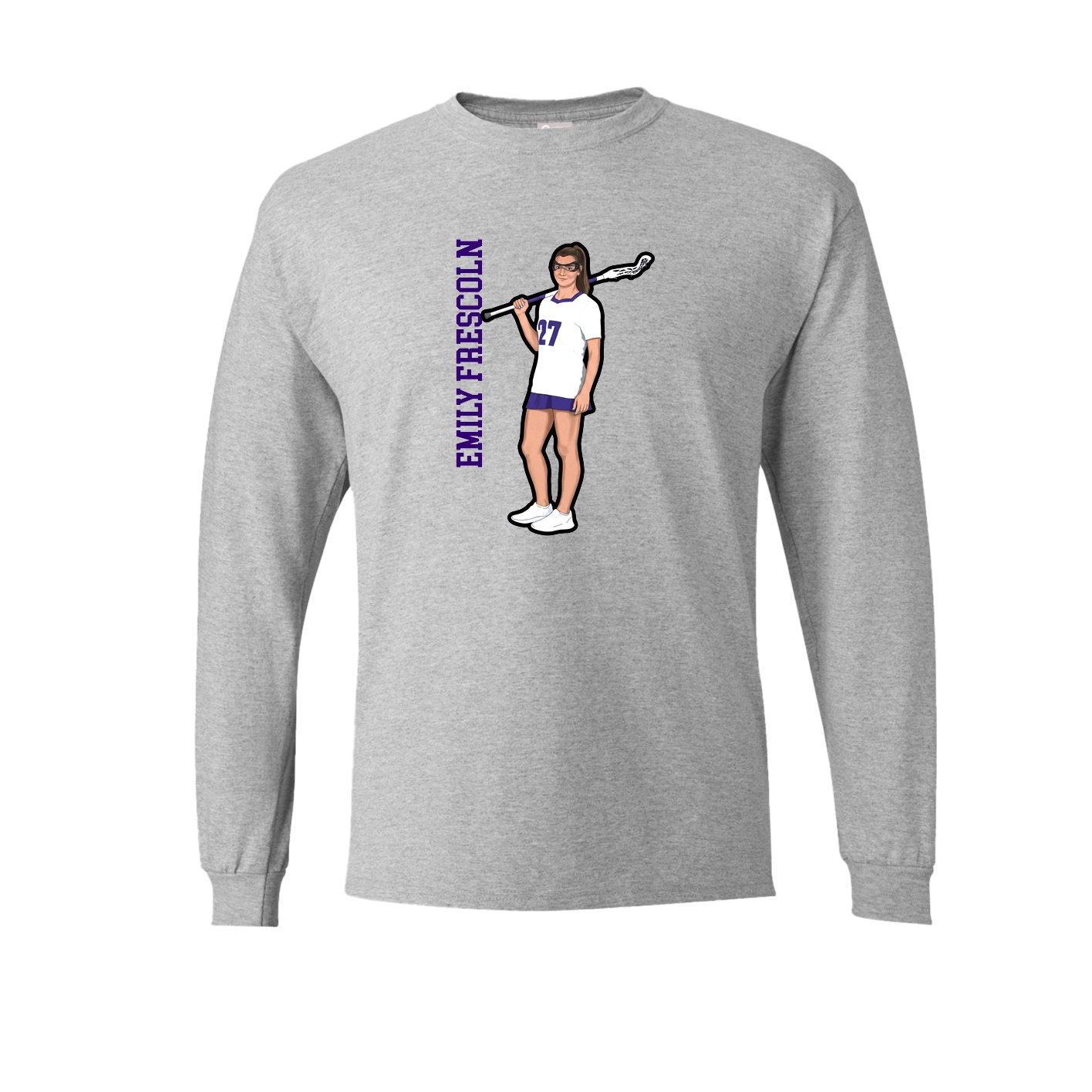 Long Sleeve Tee — Name Vertical in Grey