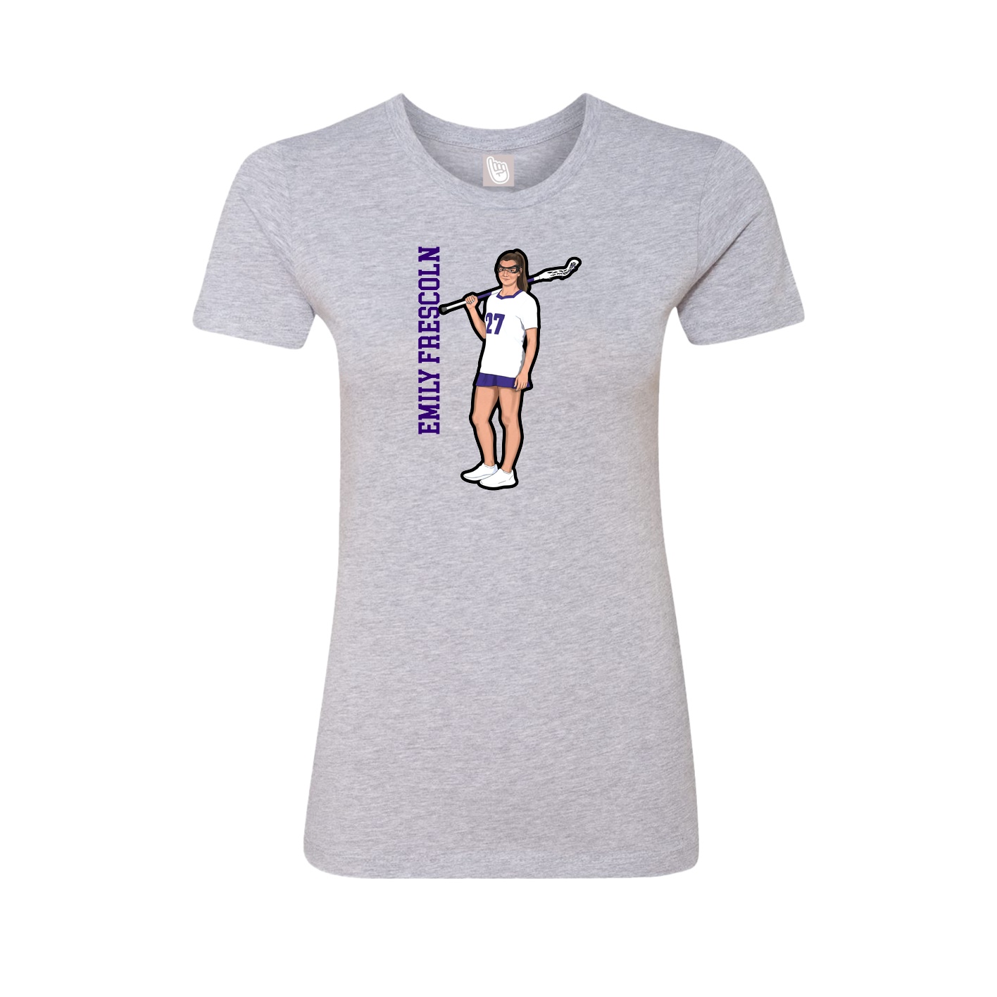 Womens Tee — Name Vertical in Grey