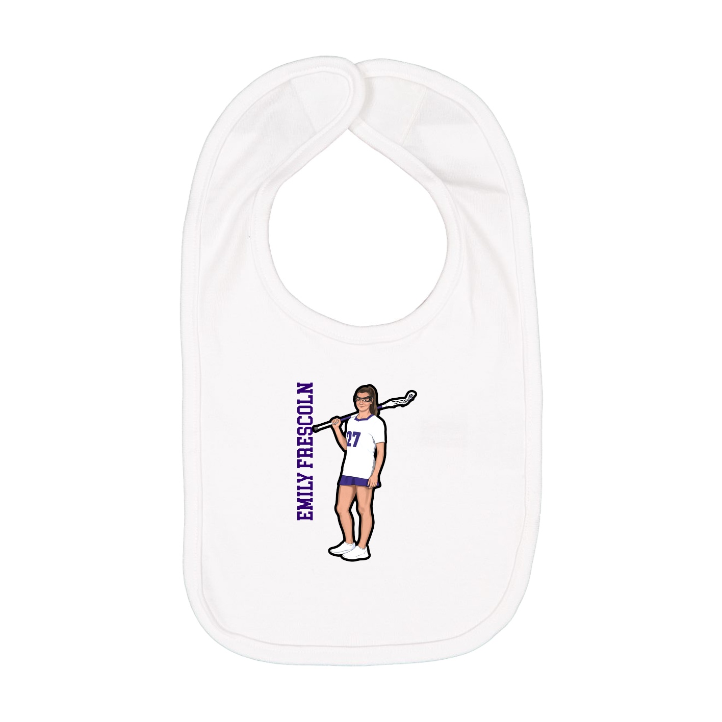 Infant Bib — Name Vertical in White