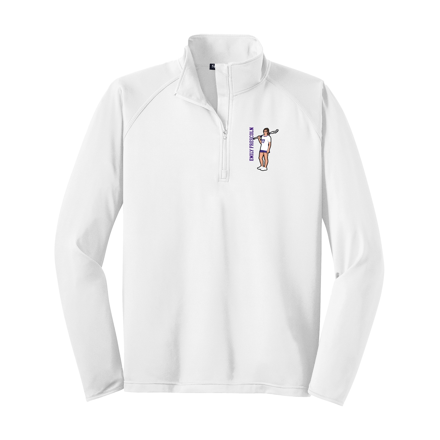 Q-Zip Pullover — Name Vertical in White