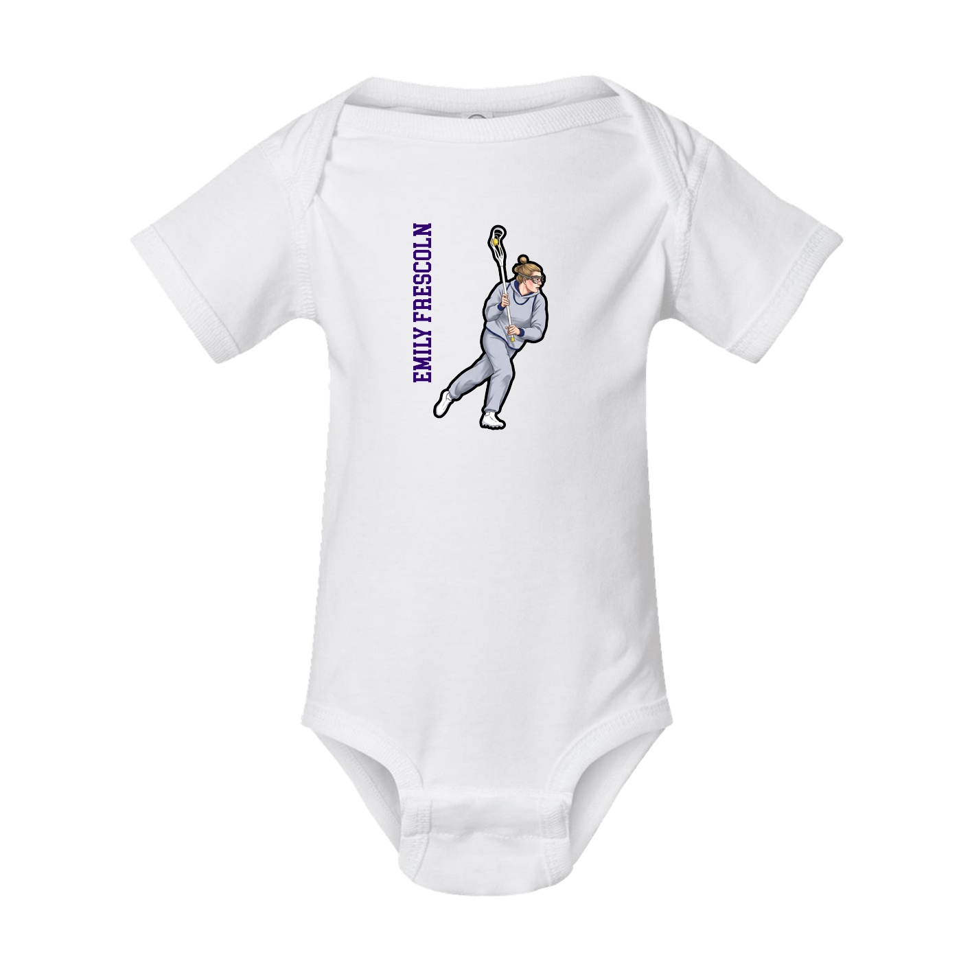 Baby Onesie — Name Vertical in White