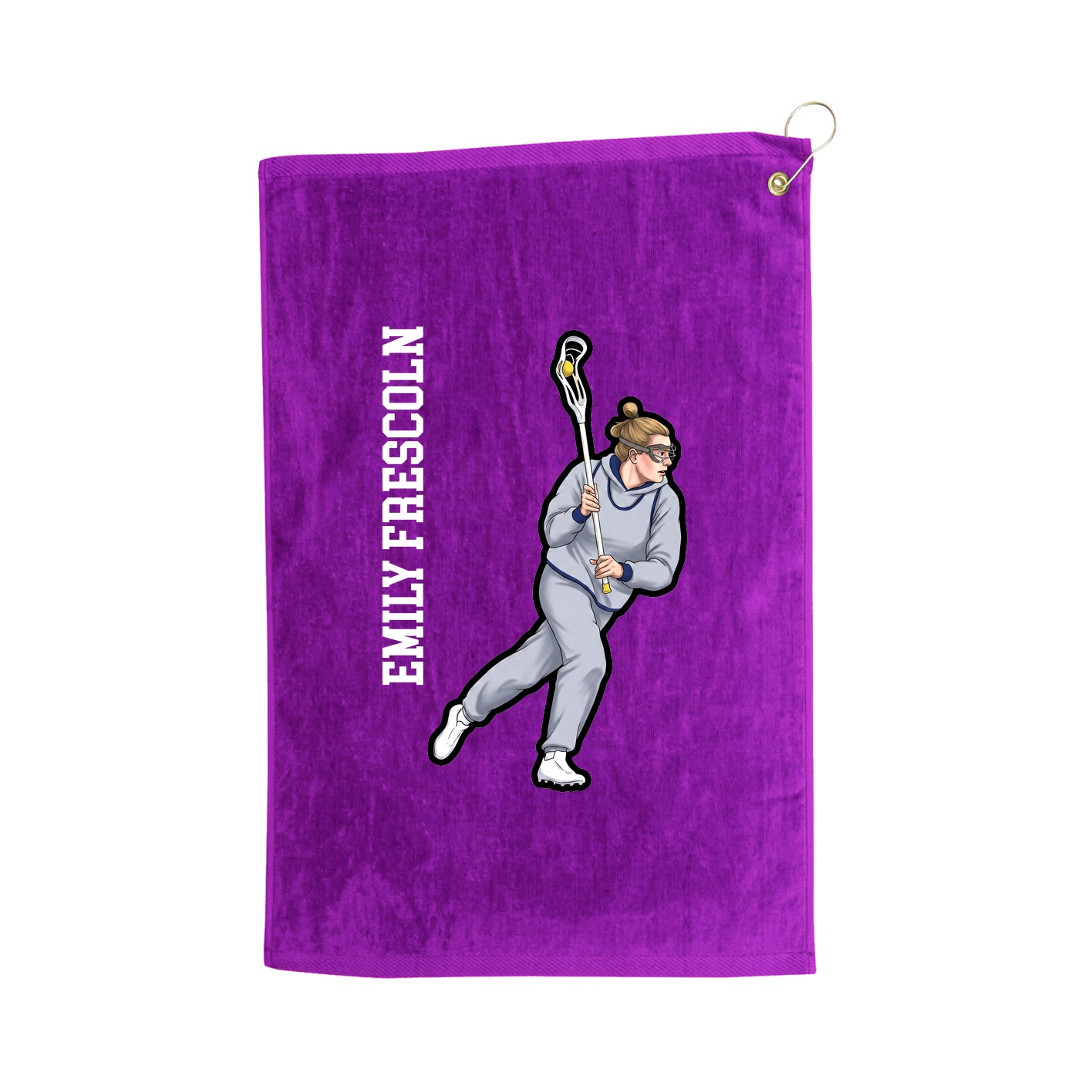 Golf Towel — Name Vertical in Purple