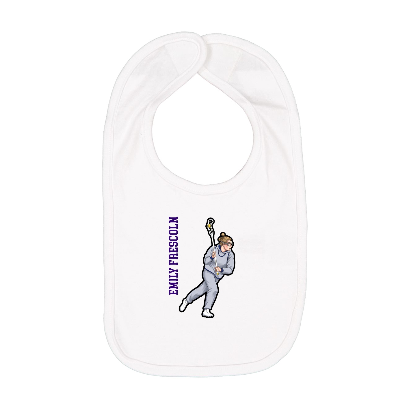 Infant Bib — Name Vertical in White