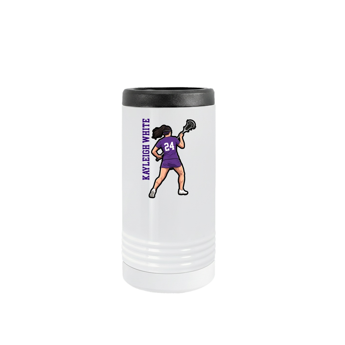 Slim Beverage Holder — Name Vertical in White