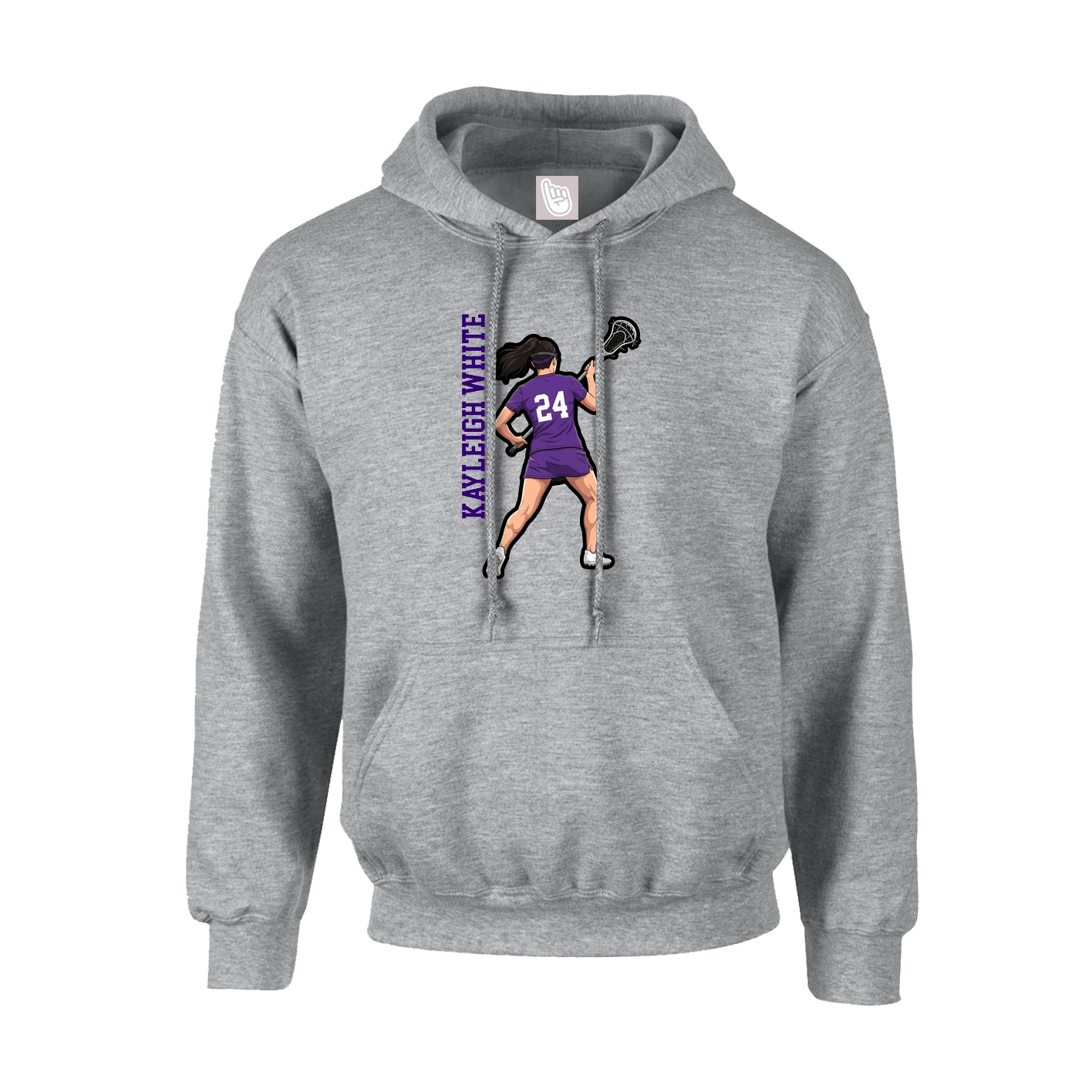 Hoodie — Name Vertical in Grey