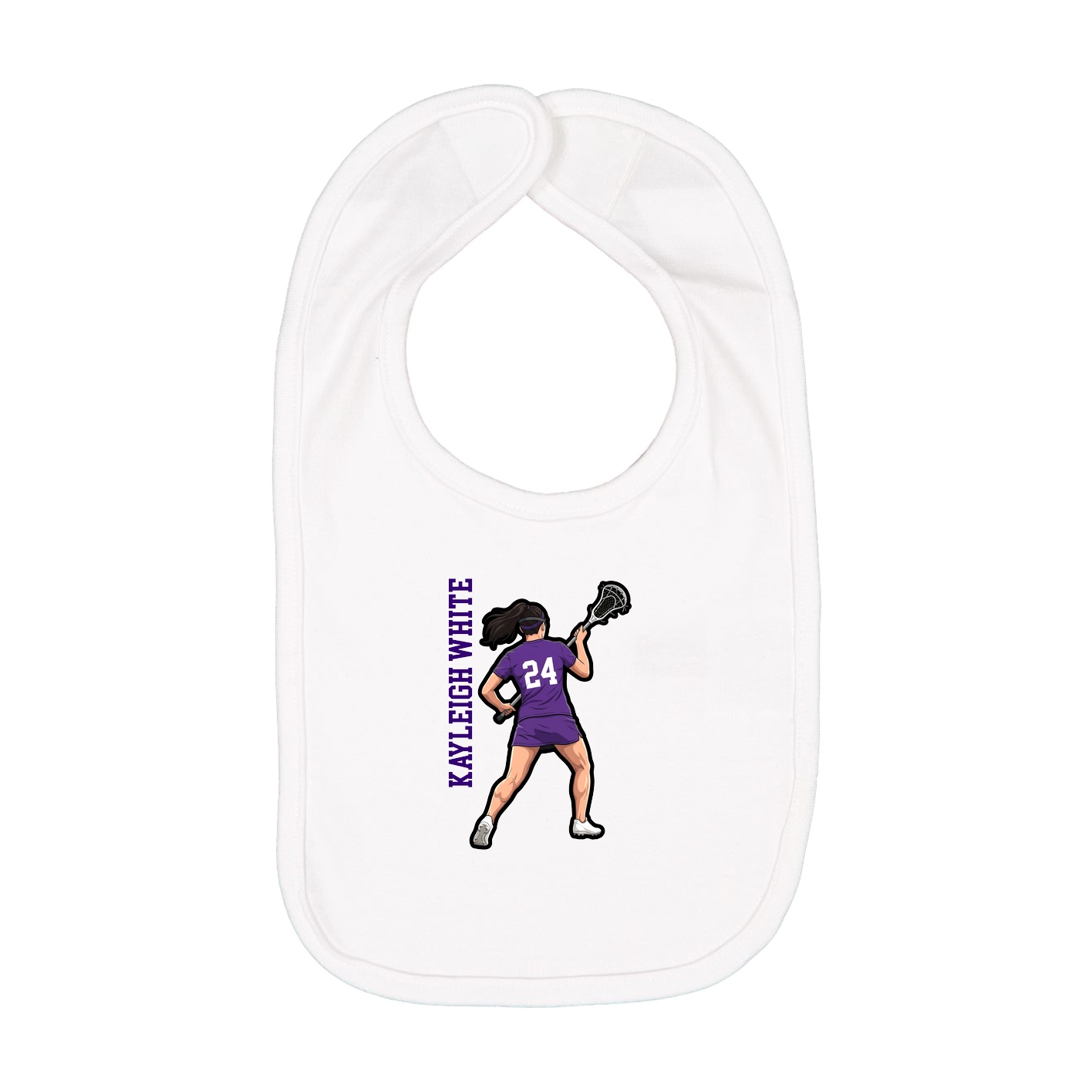 Infant Bib — Name Vertical in White
