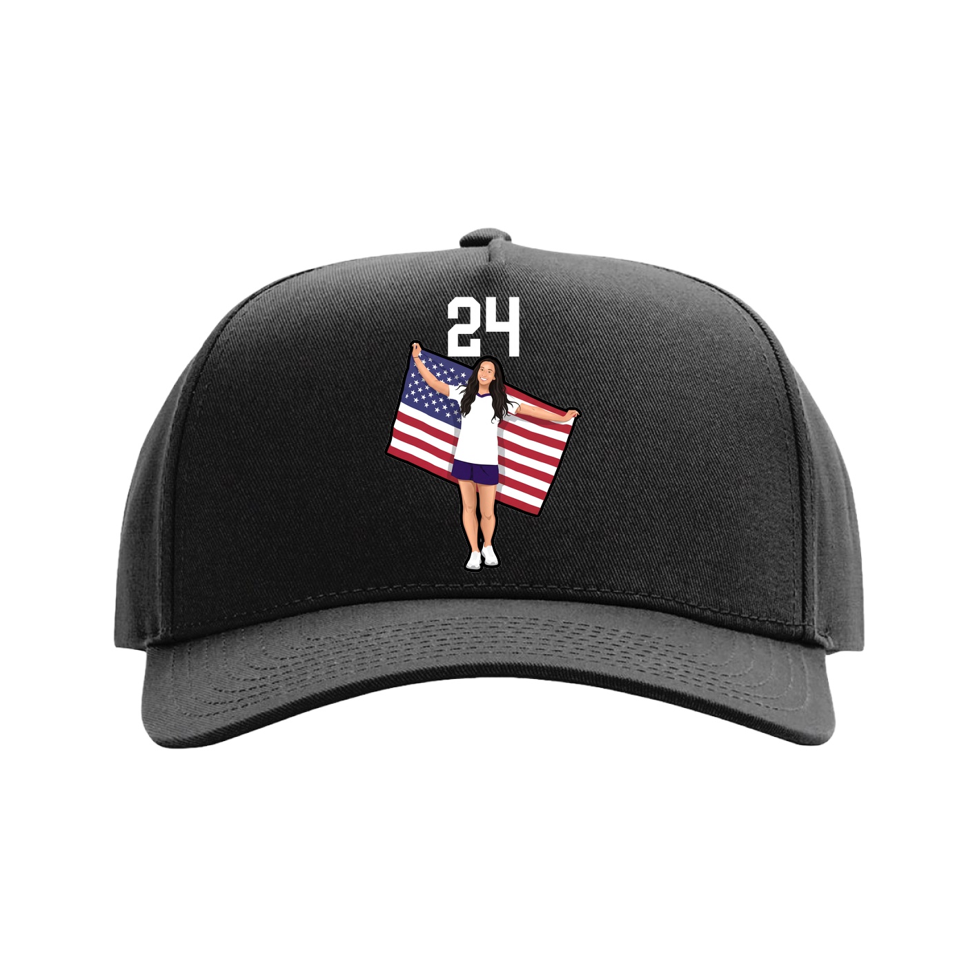 Full Fabric Five-Panel Champ Cap — Number Top in Black