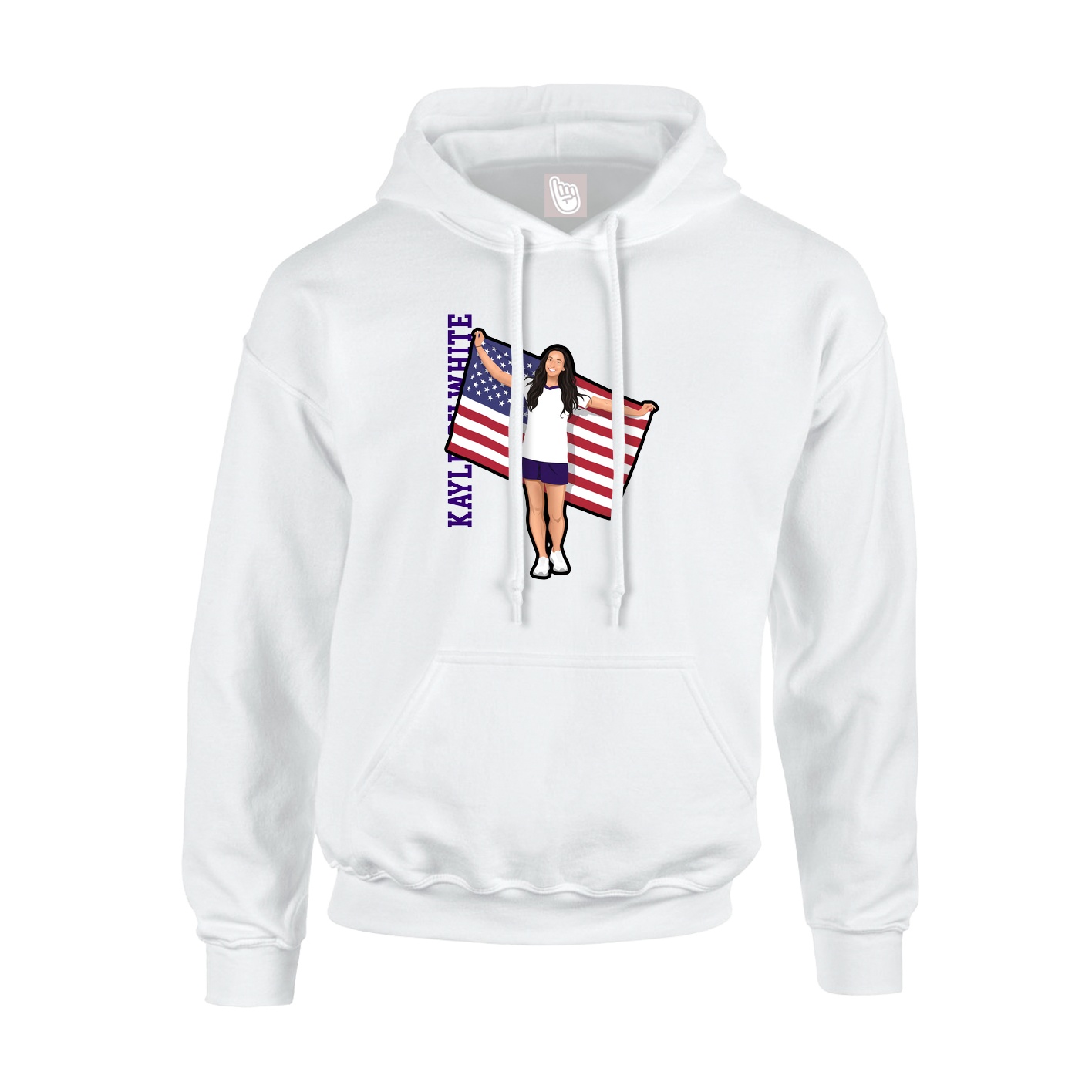 Youth Hoodie — Name Vertical in White