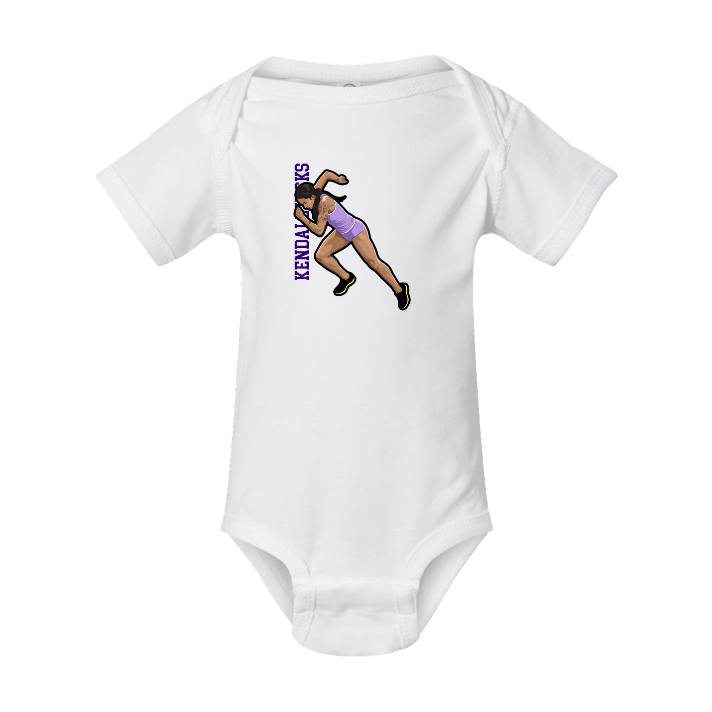 Baby Onesie — Name Vertical in White