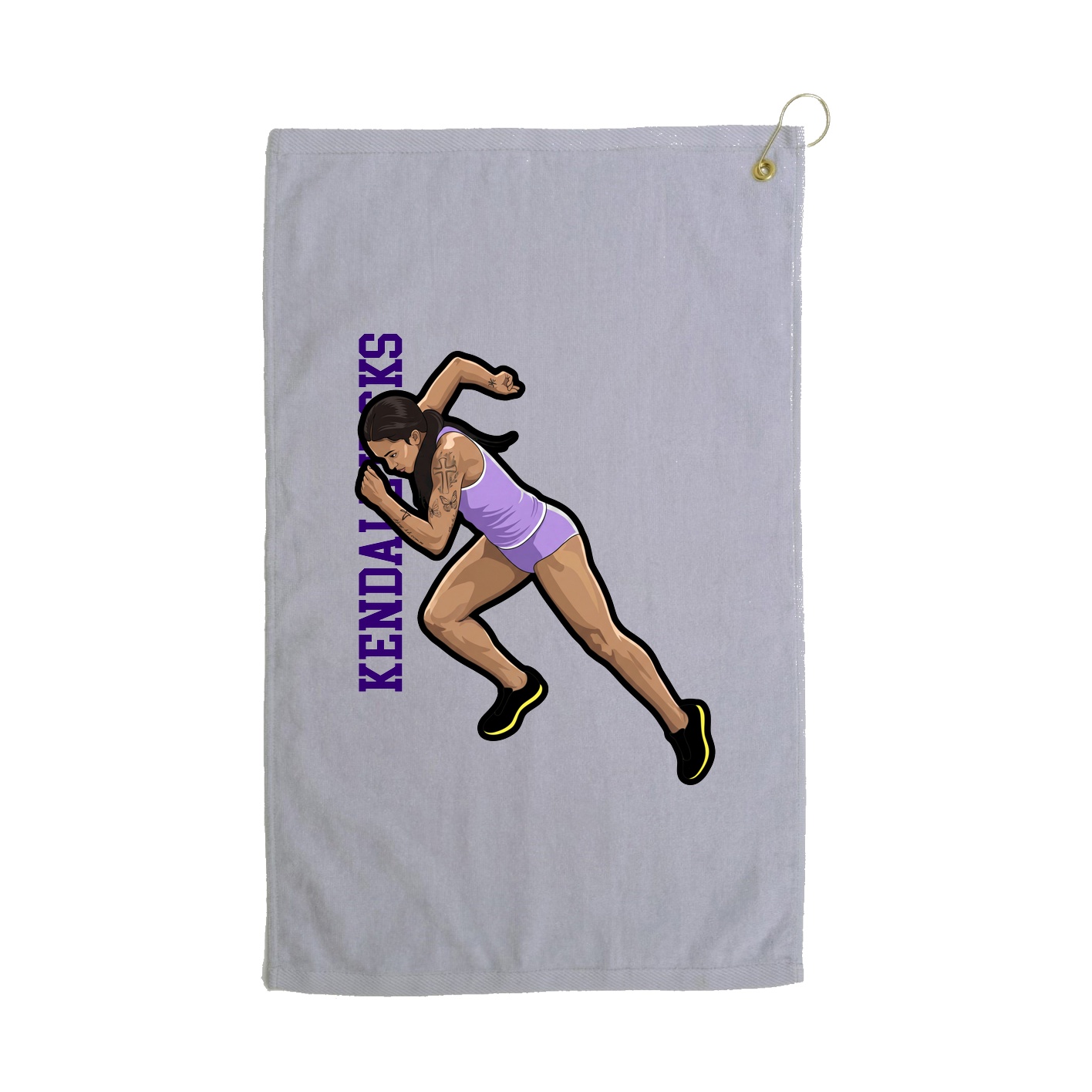 Golf Towel — Name Vertical in Grey