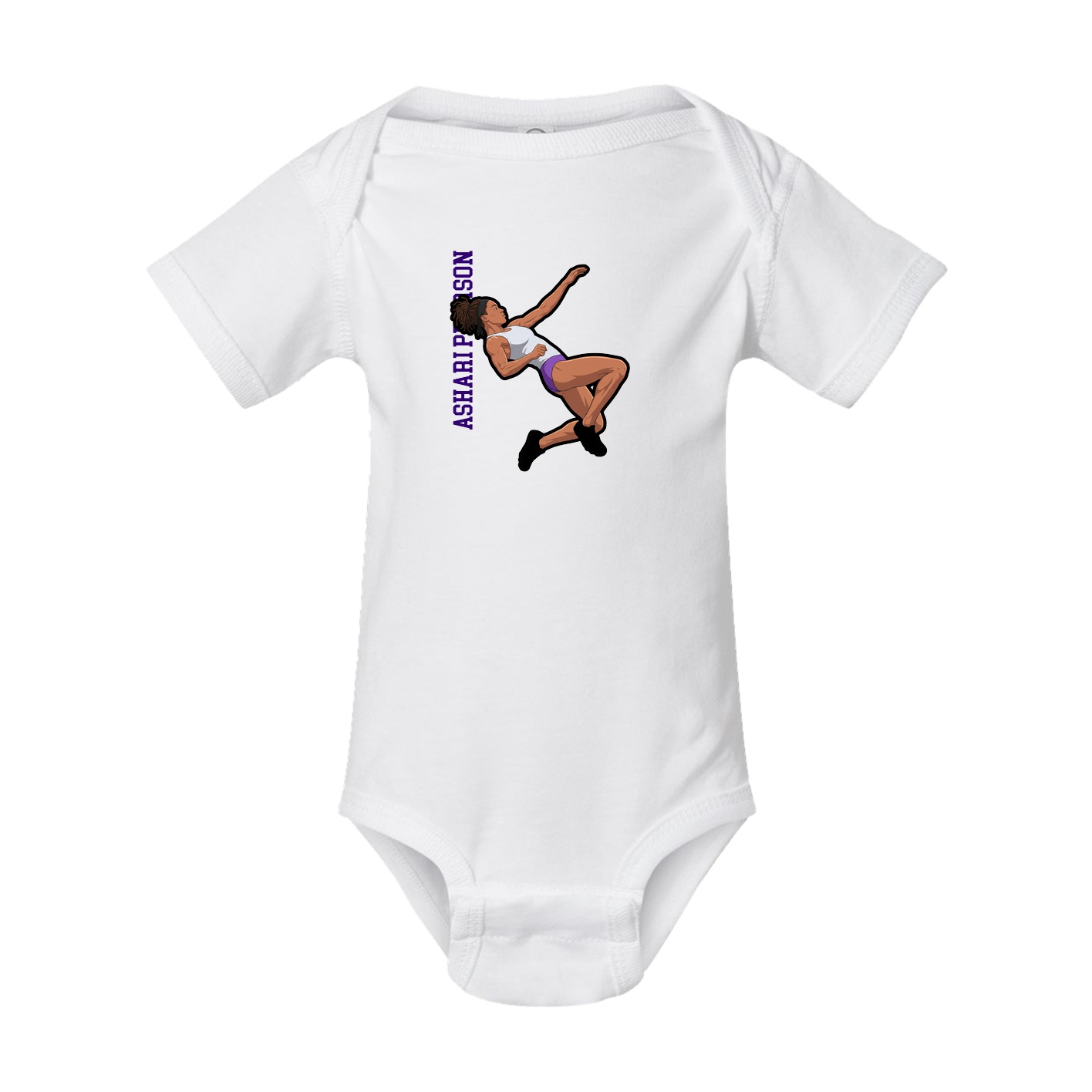 Baby Onesie — Name Vertical in White