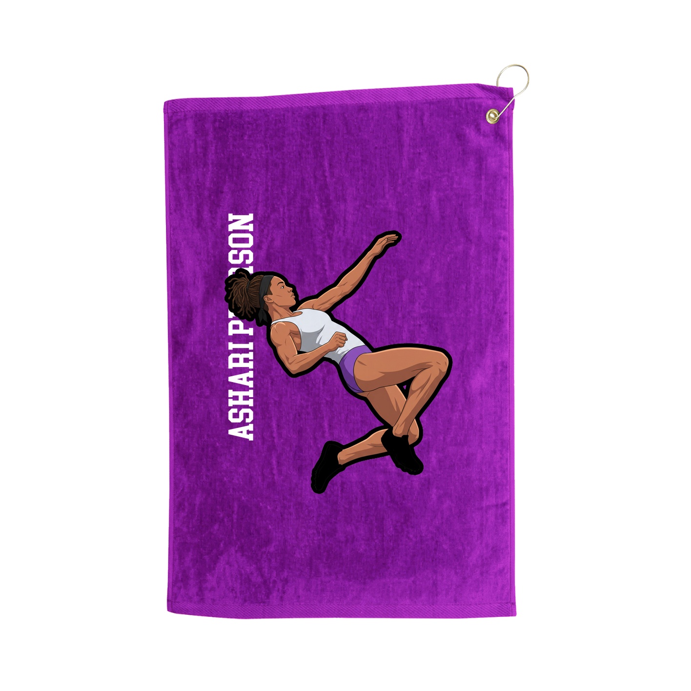 Golf Towel — Name Vertical in Purple