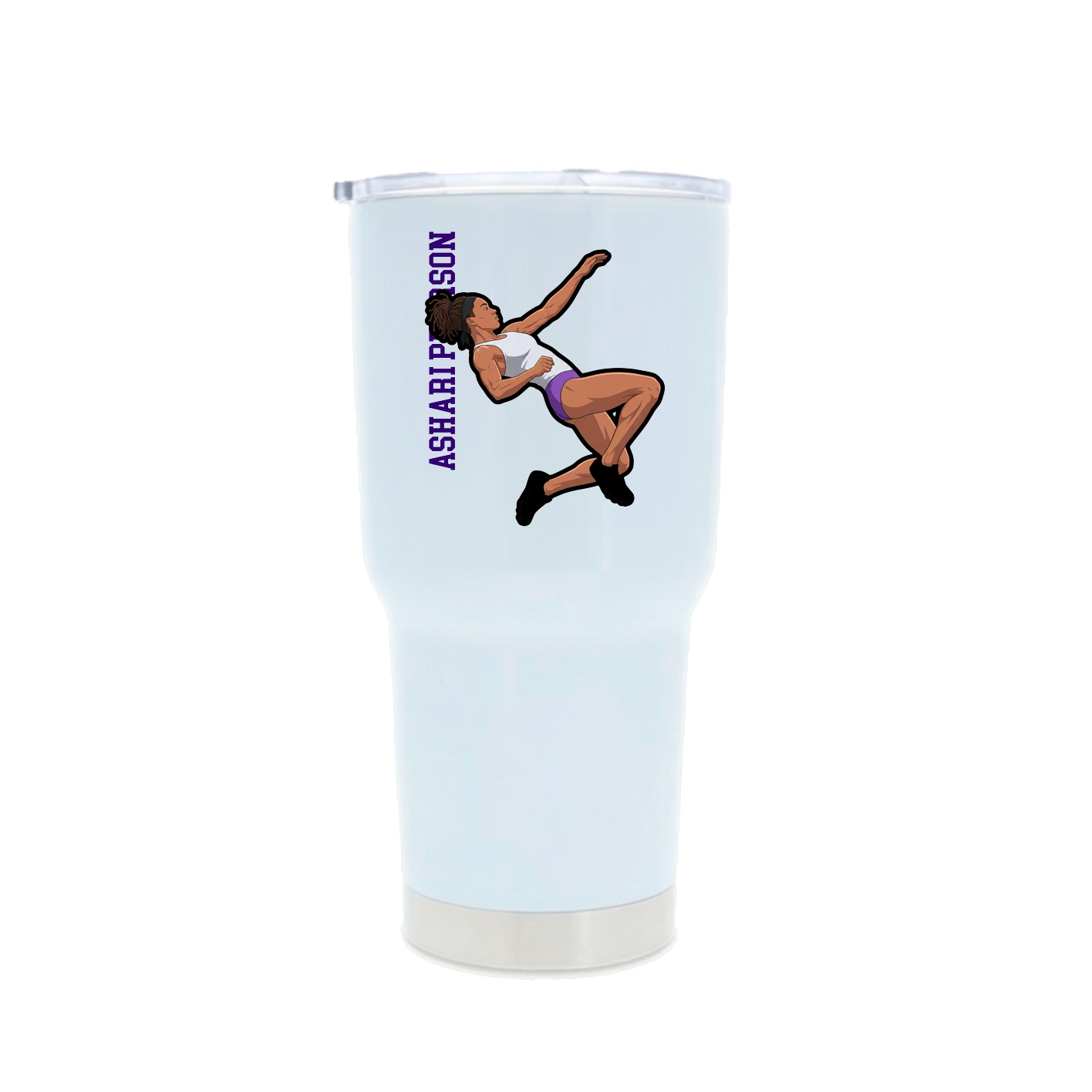 30oz Stainless Steel Tumbler — Name Vertical in White
