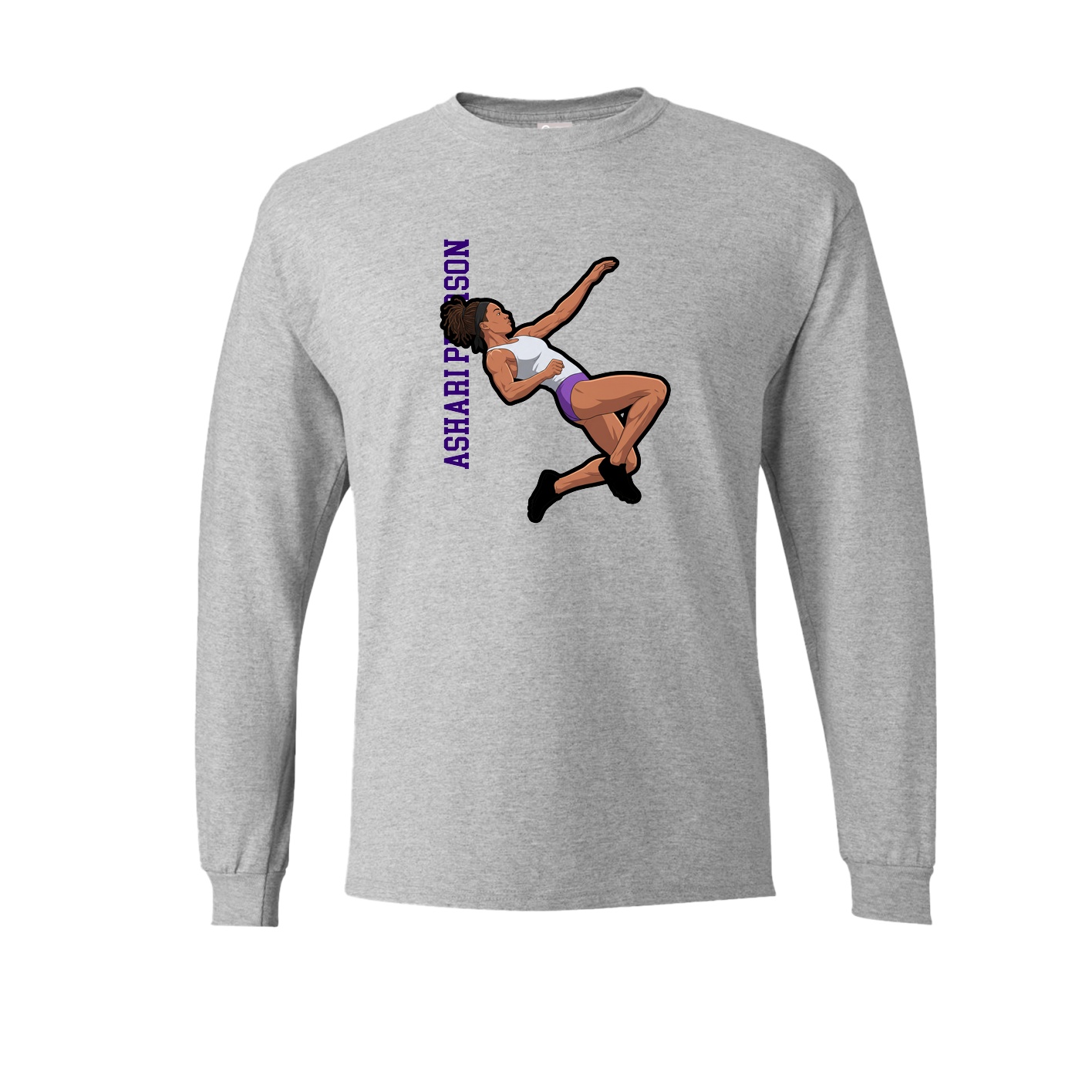 Long Sleeve Tee — Name Vertical in Grey