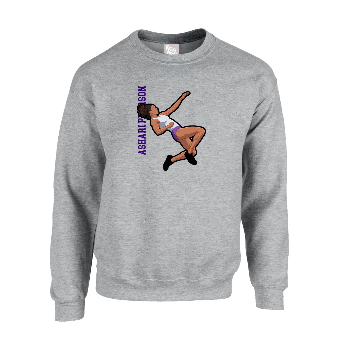 Fleece Crew — Name Vertical in Grey
