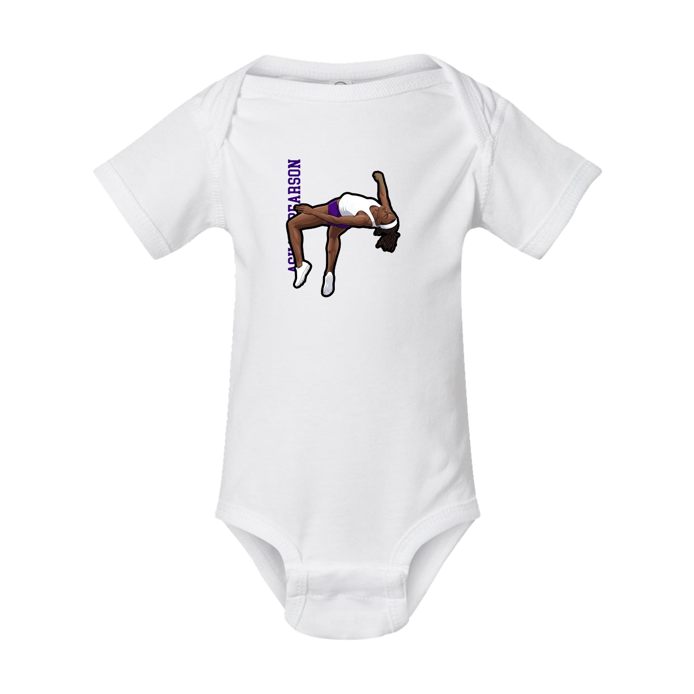 Baby Onesie — Name Vertical in White