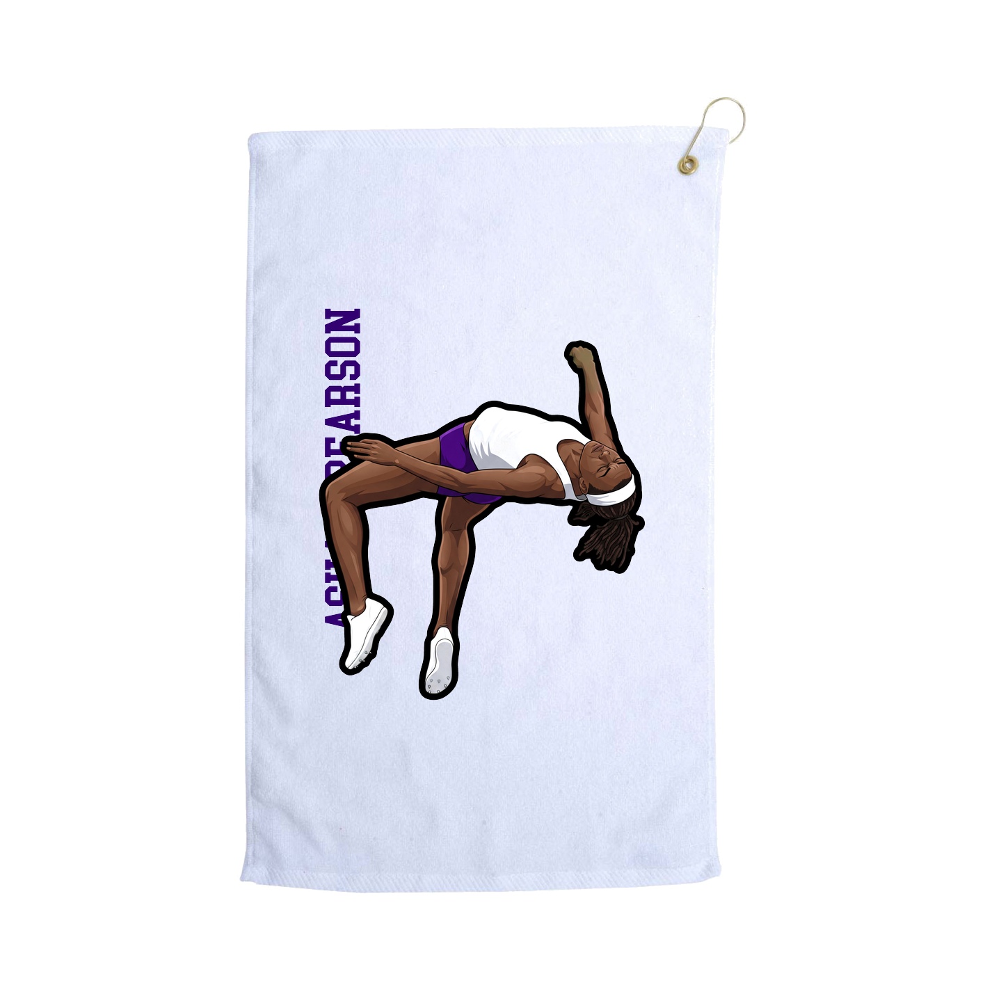 Golf Towel — Name Vertical in White