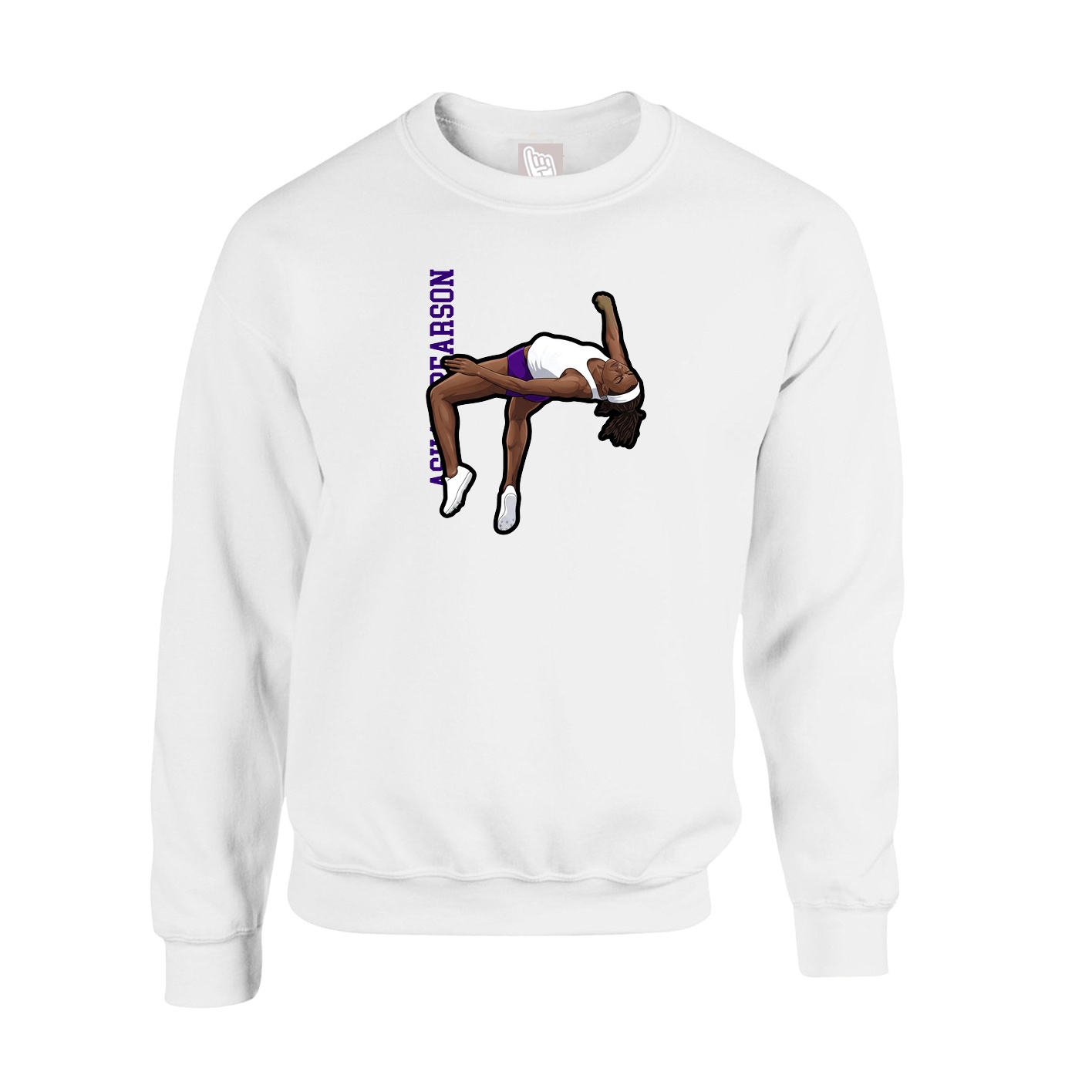 Fleece Crew — Name Vertical in White