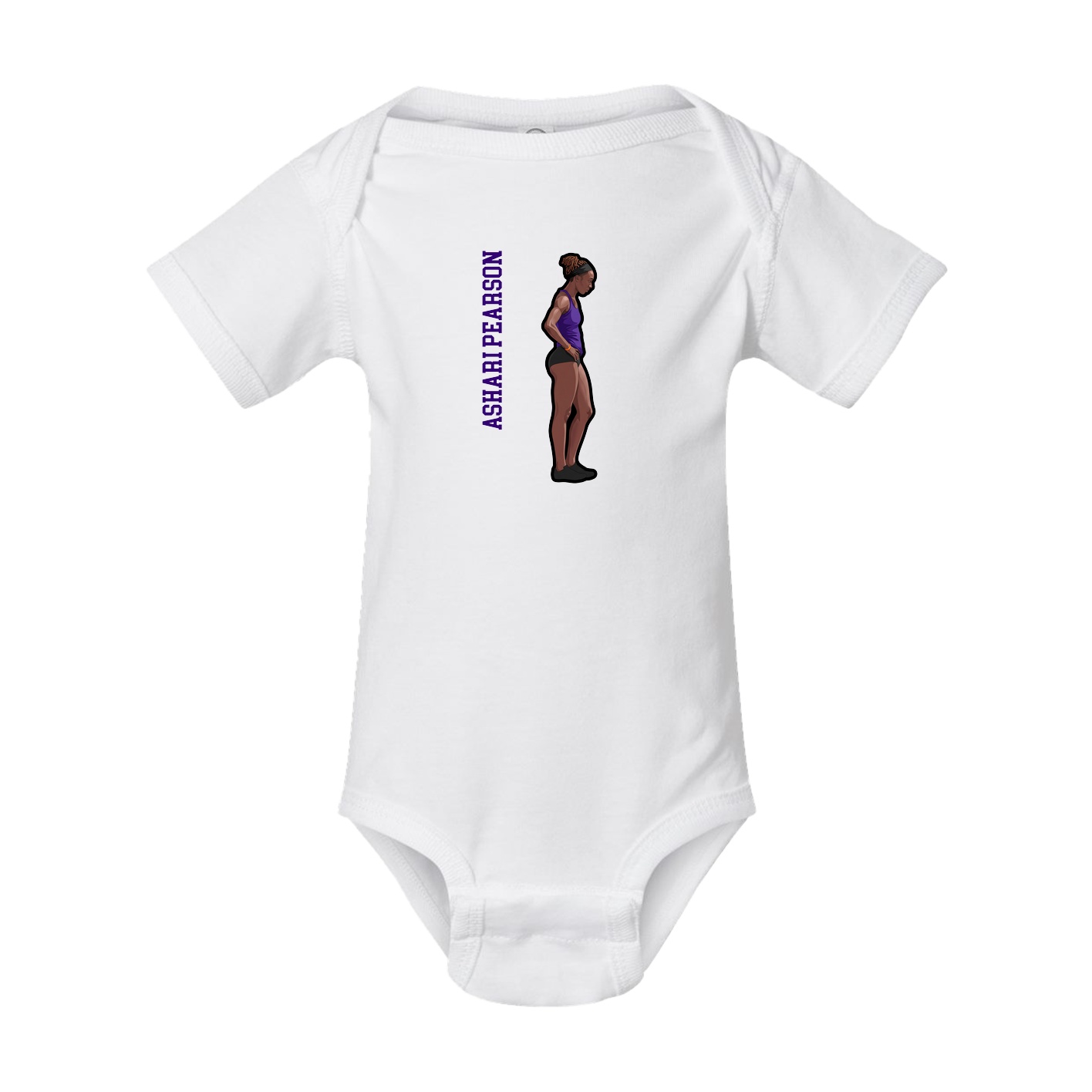 Baby Onesie — Name Vertical in White
