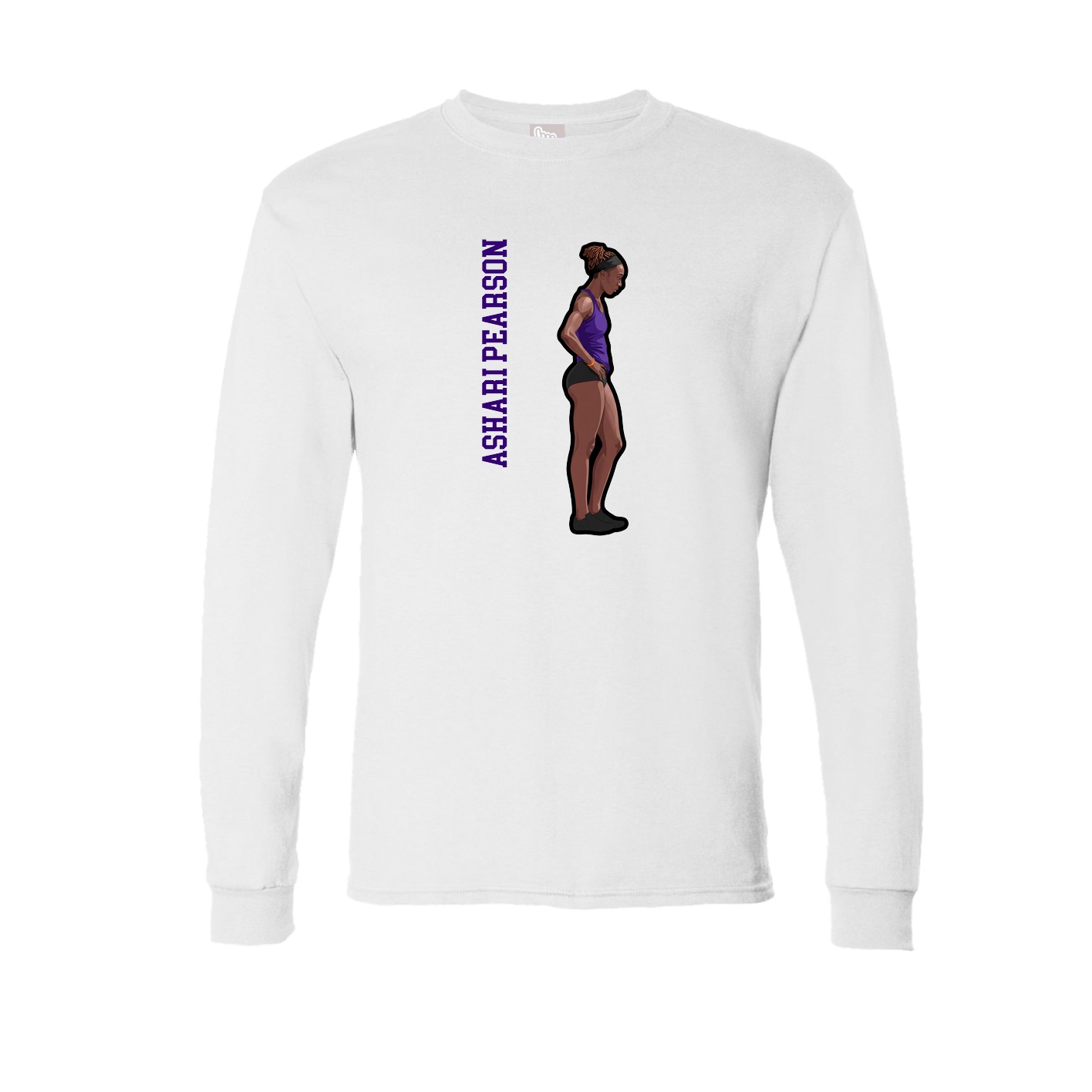 Long Sleeve Tee — Name Vertical in White