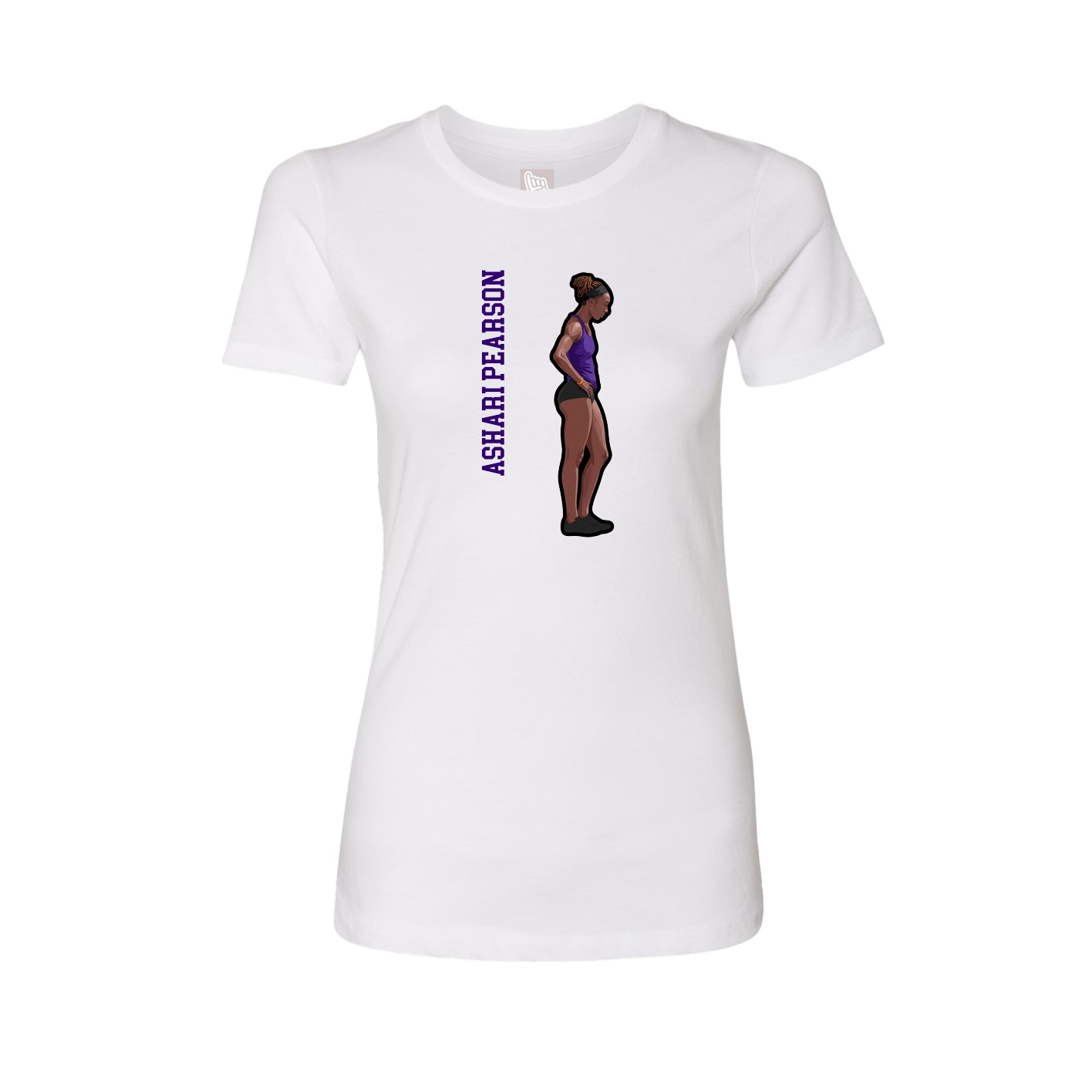 Fitted Women's Tee — Name Vertical in White