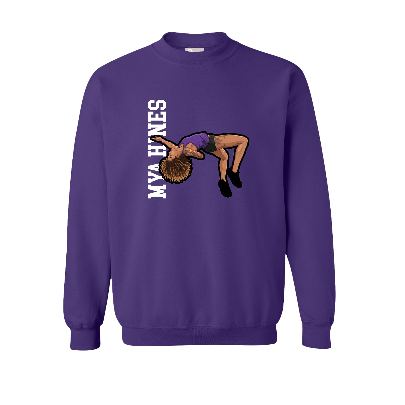 Fleece Crew — Name Vertical in Purple