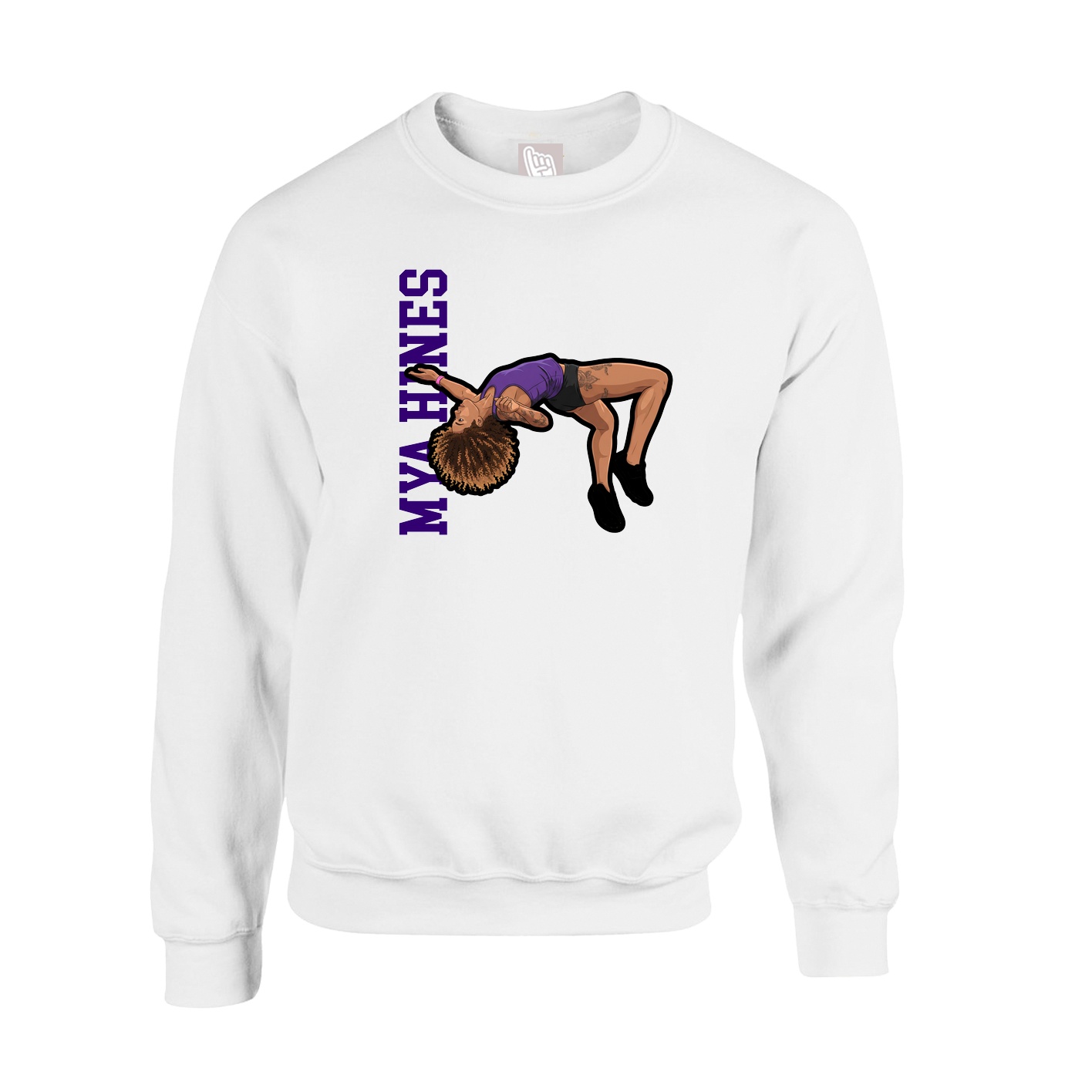 Fleece Crew — Name Vertical in White