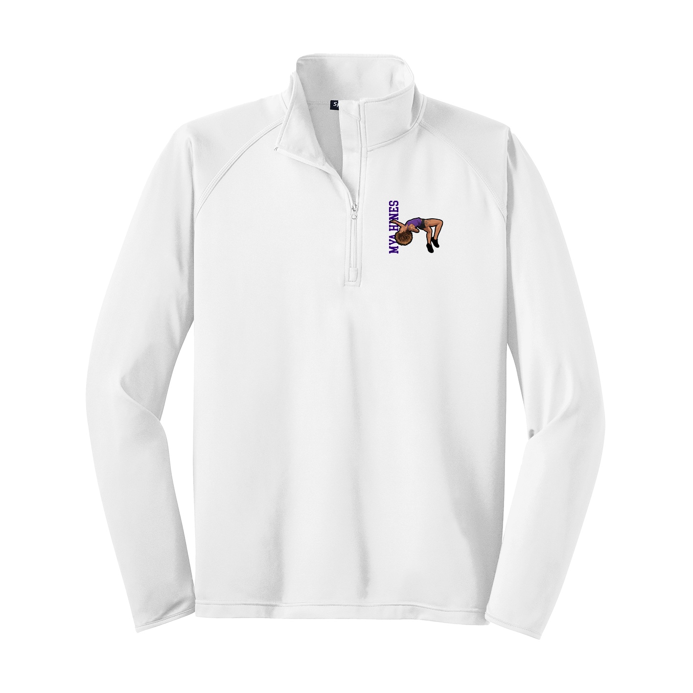 Q-Zip Pullover — Name Vertical in White