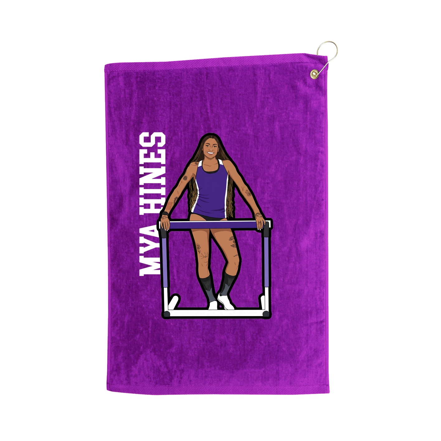 Golf Towel — Name Vertical in Purple