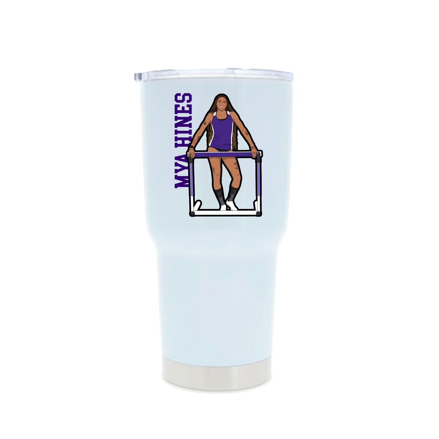 30oz Stainless Steel Tumbler — Name Vertical in White