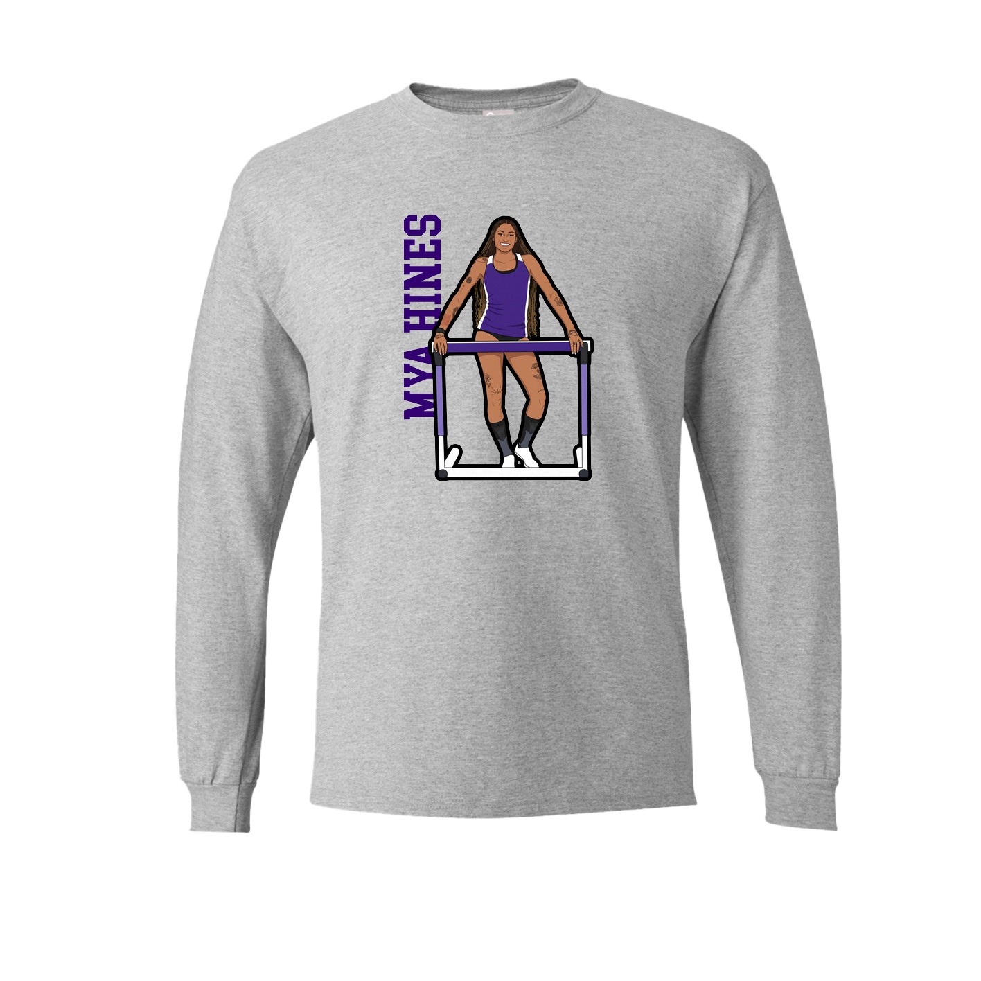 Long Sleeve Tee — Name Vertical in Grey