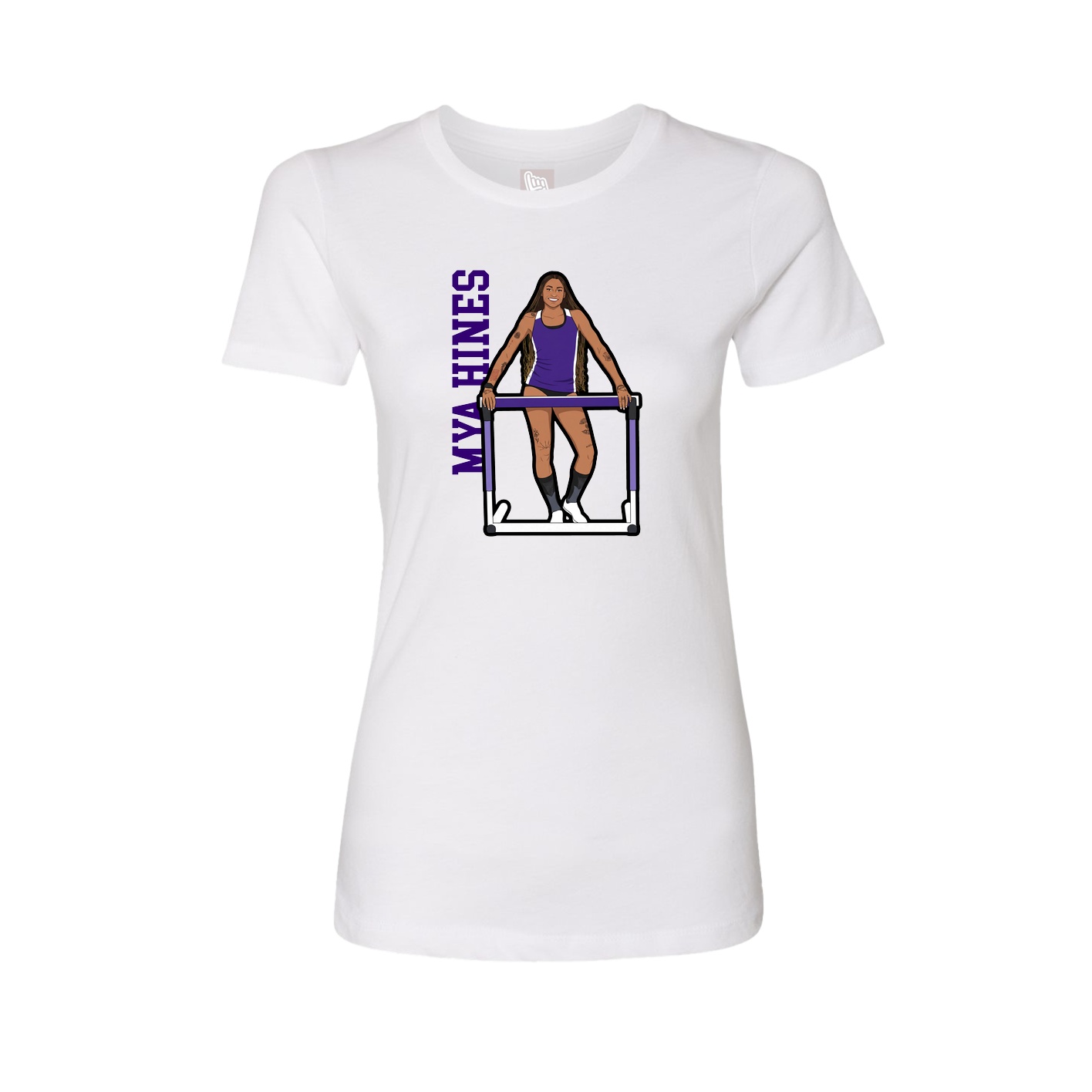 Womens Tee — Name Vertical in White