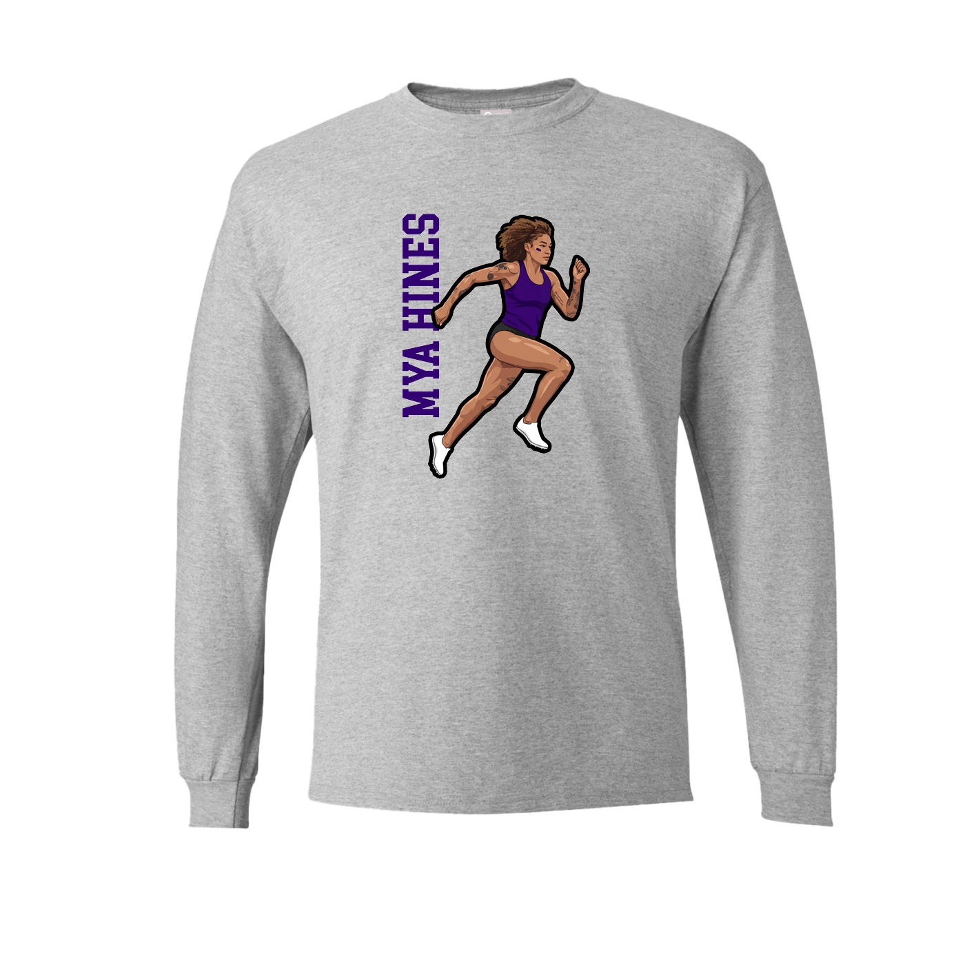 Long Sleeve Tee — Name Vertical in Grey