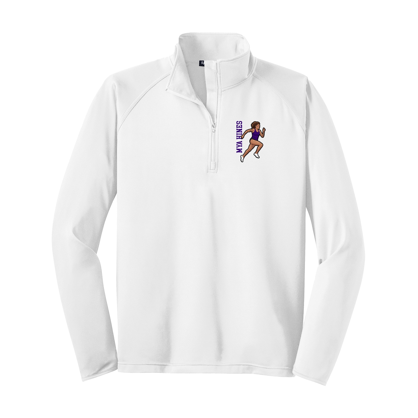 Q-Zip Pullover — Name Vertical in White