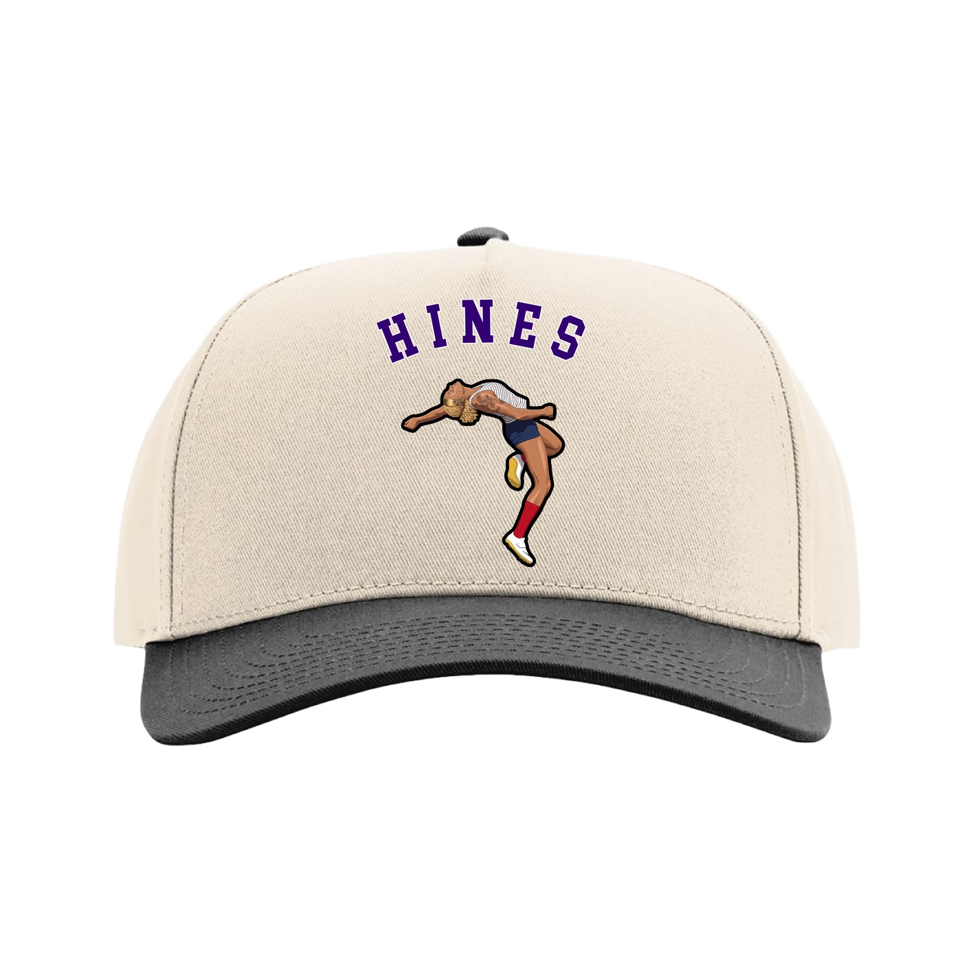 Full Fabric Five-Panel Champ Cap — Shirsey Arch in Cream/Black