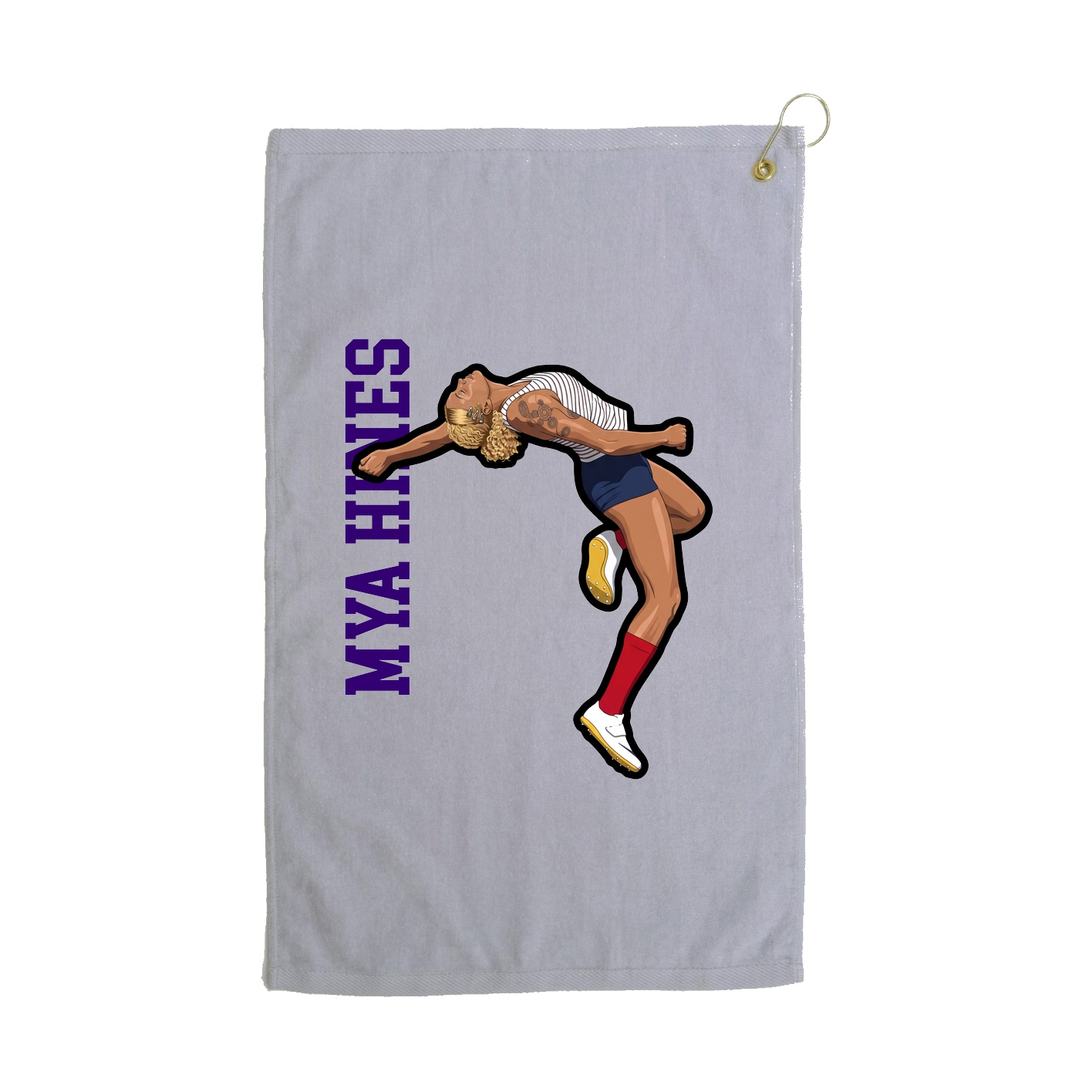 Golf Towel — Name Vertical in Grey