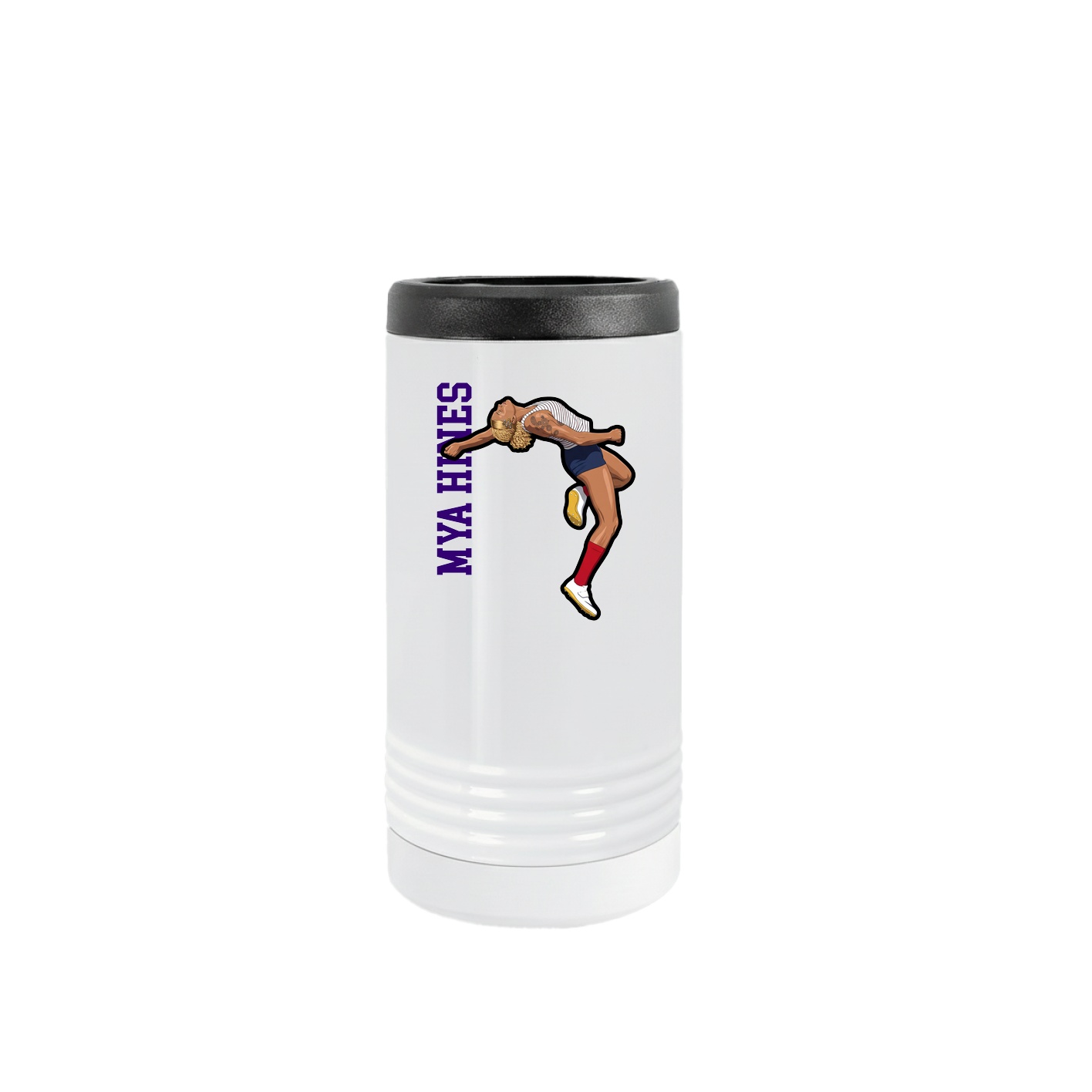 Slim Beverage Holder — Name Vertical in White