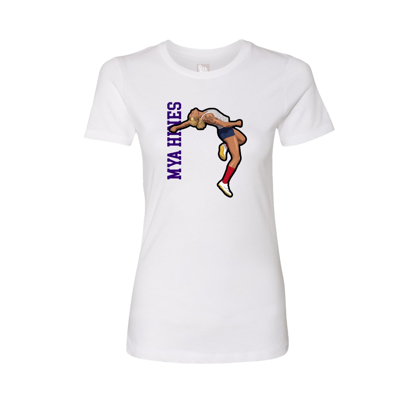 Womens Tee — Name Vertical in White