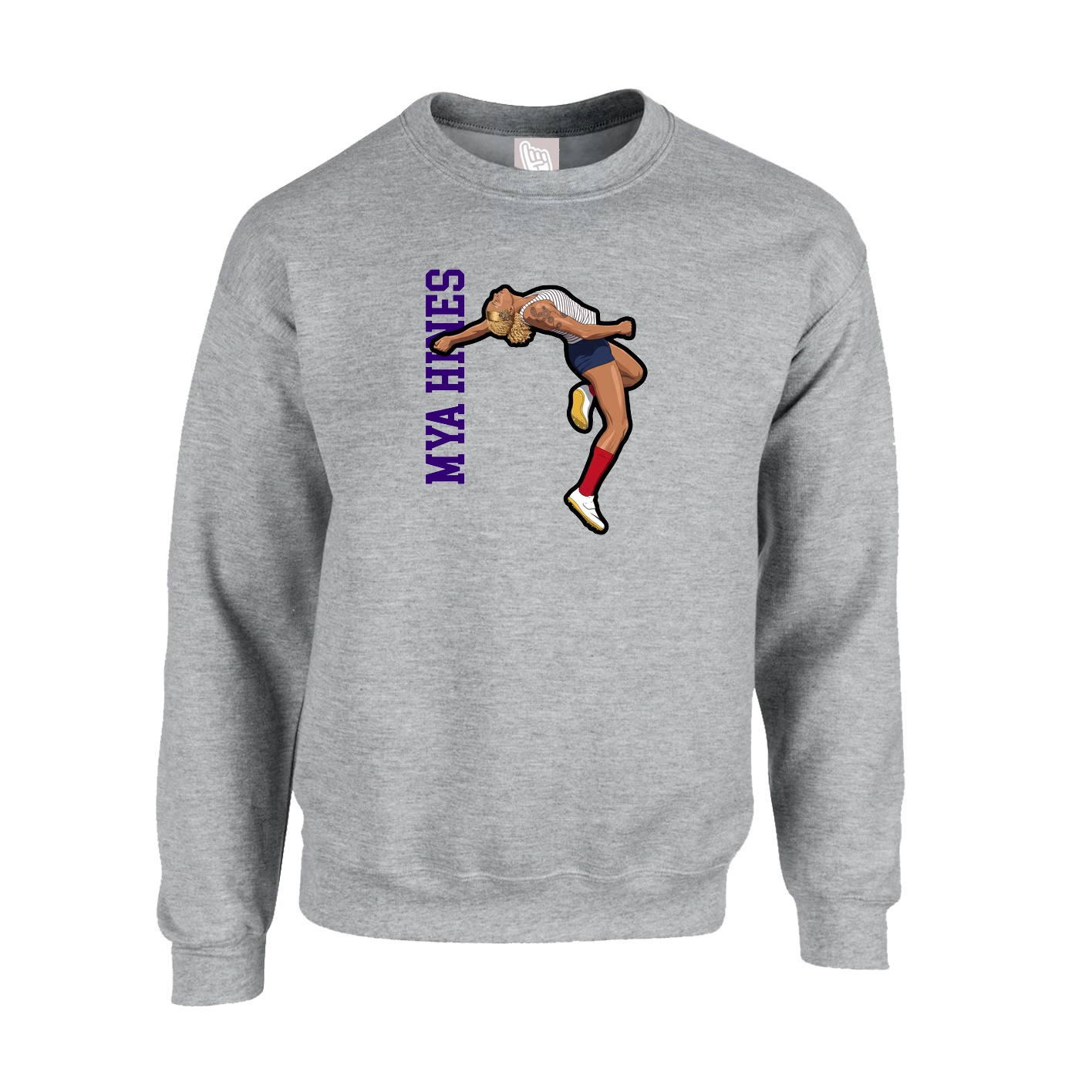 Fleece Crew — Name Vertical in Grey
