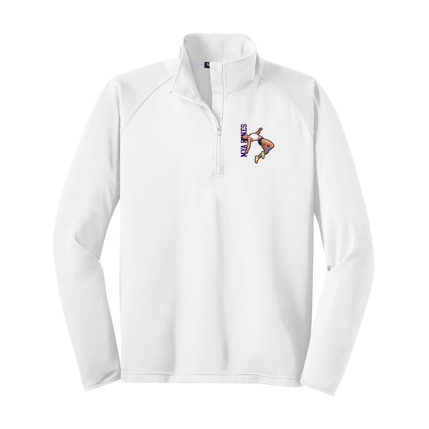 Q-Zip Pullover — Name Vertical in White