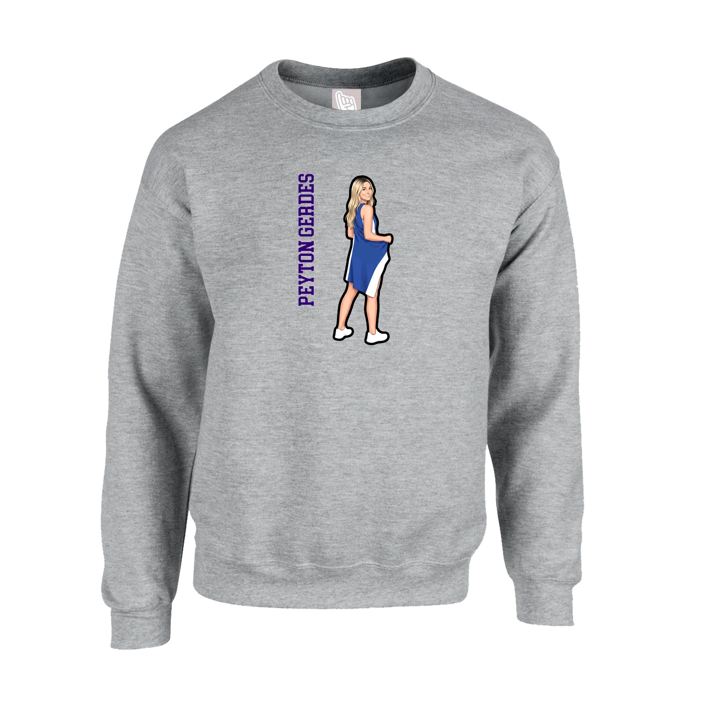 Fleece Crew — Name Vertical in Grey