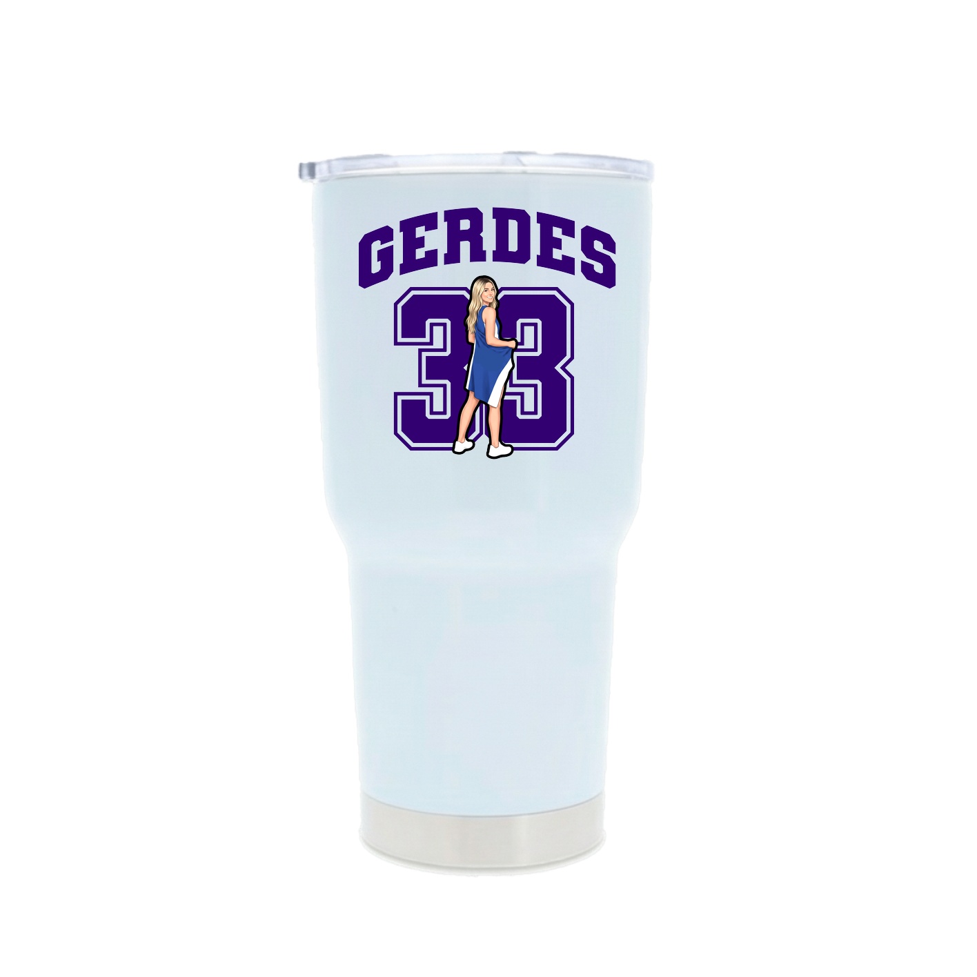 30oz Stainless Steel Tumbler — Number in White