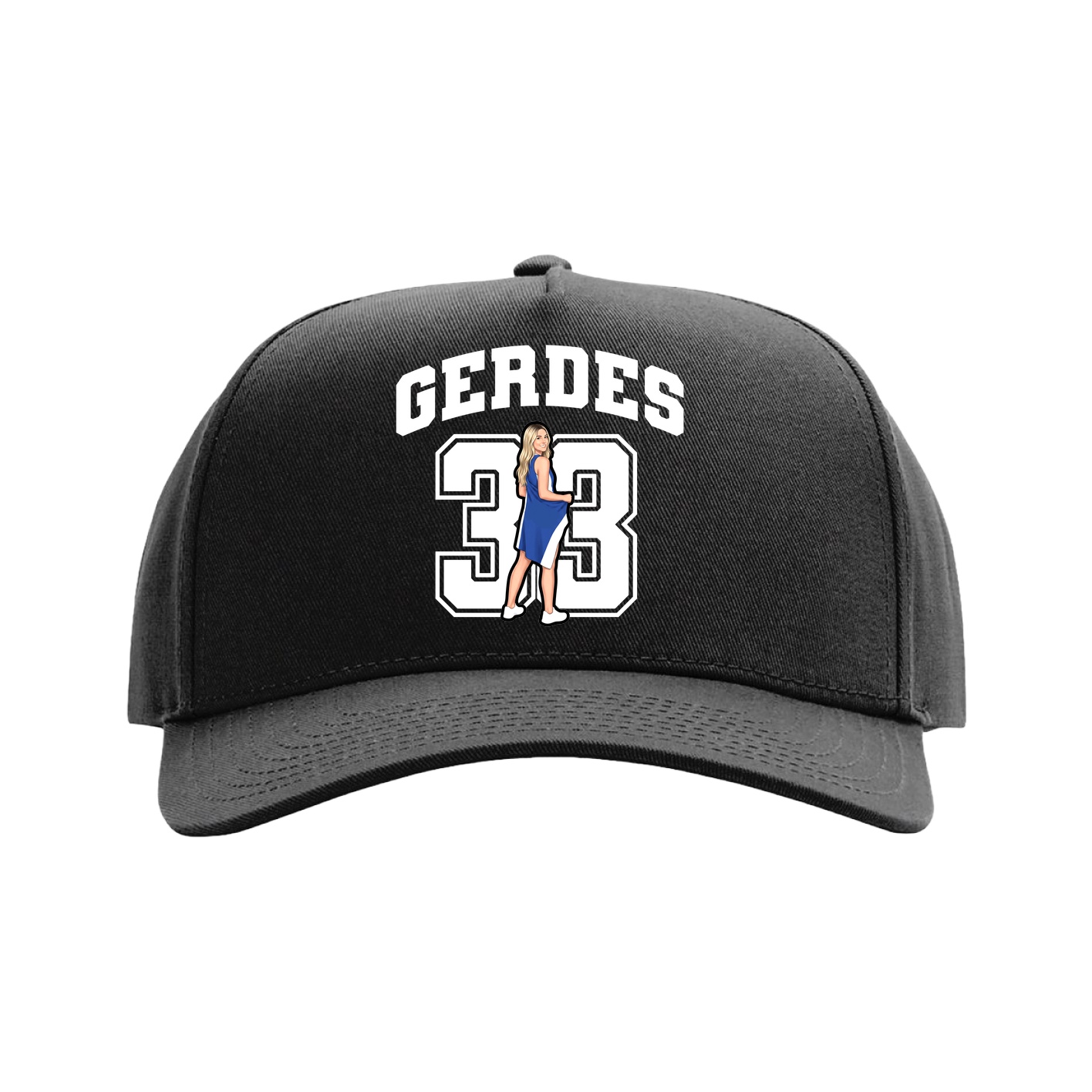 Full Fabric Five-Panel Champ Cap — Number in Black