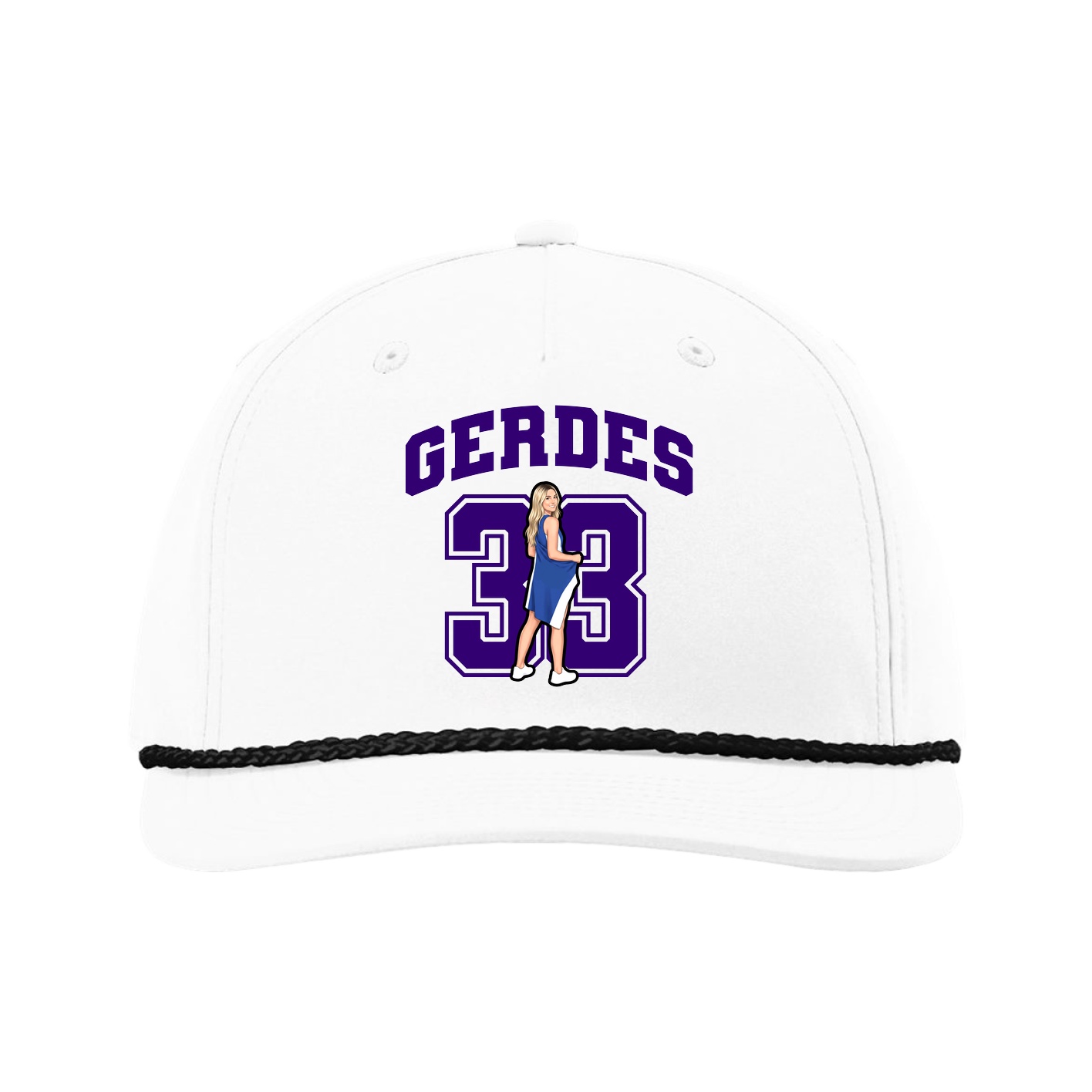 Five-Panel Classic Rope Cap — Number in White