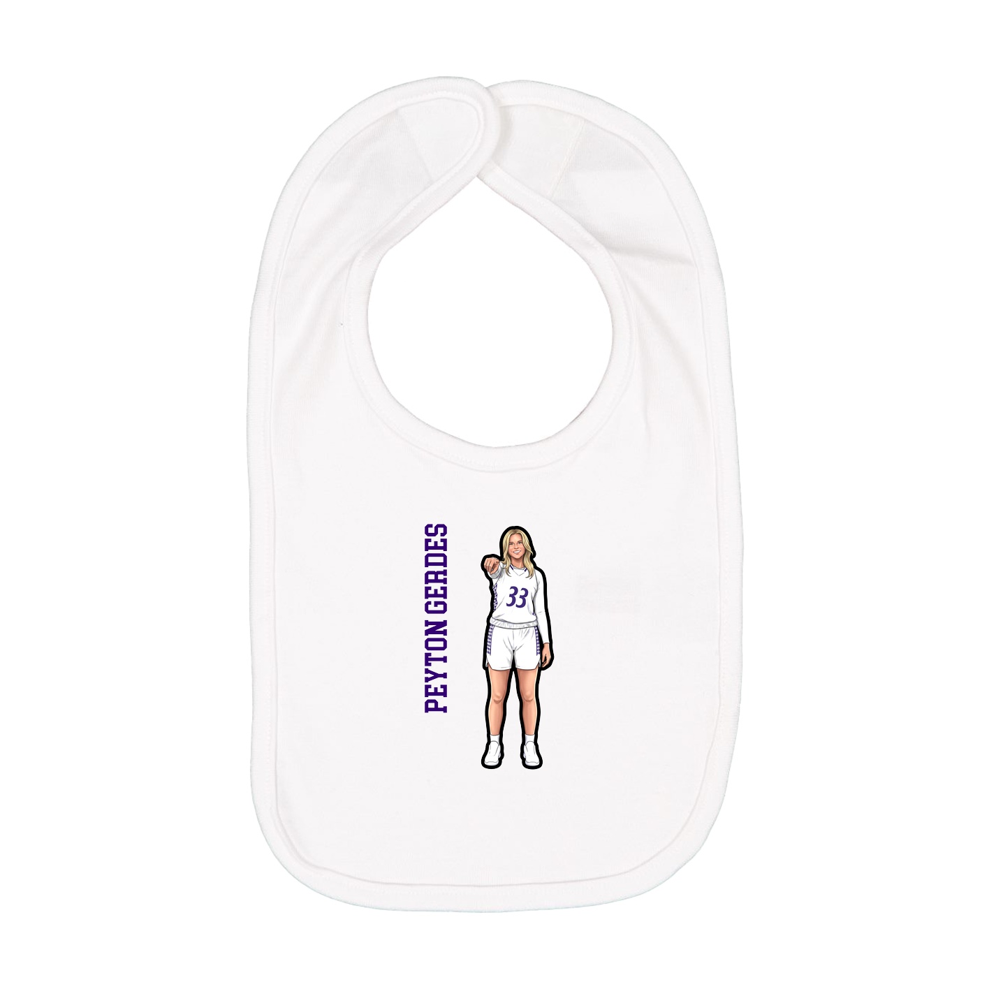 Infant Bib — Name Vertical in White