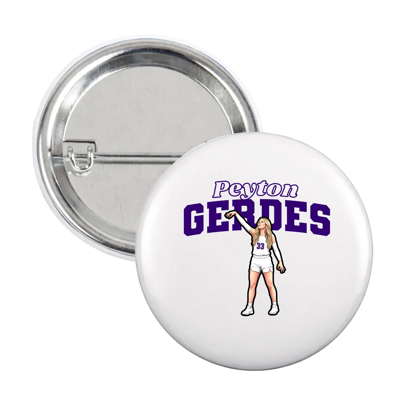 Game Day Button — Name Arch in White