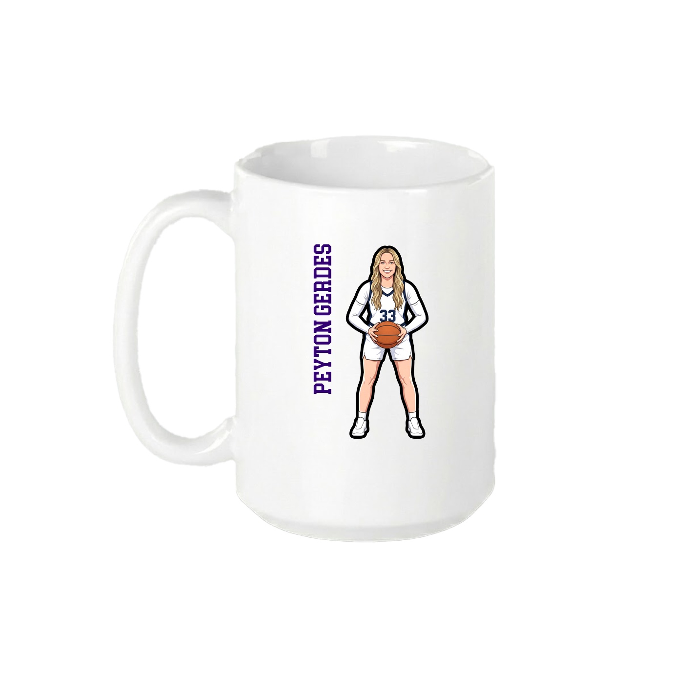 15oz Coffee Mug — Name Vertical in White