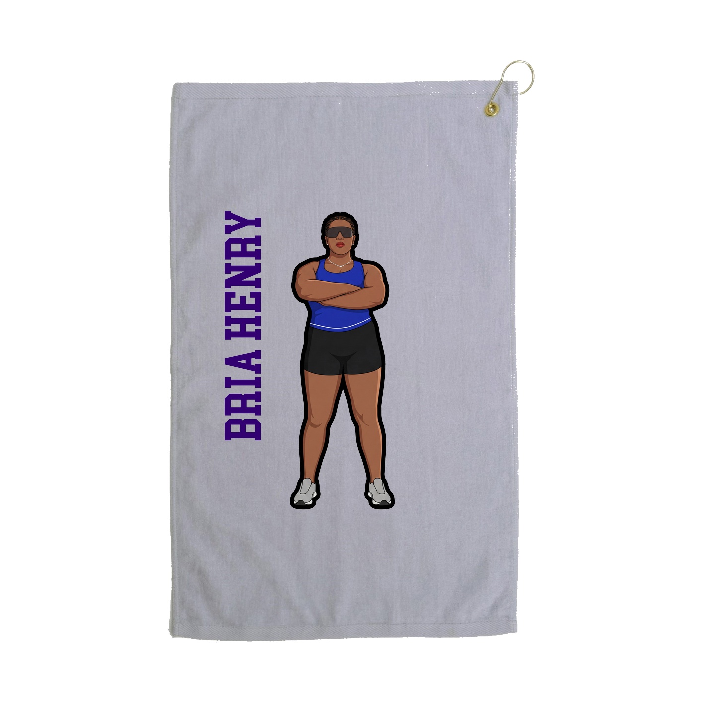 Golf Towel — Name Vertical in Grey