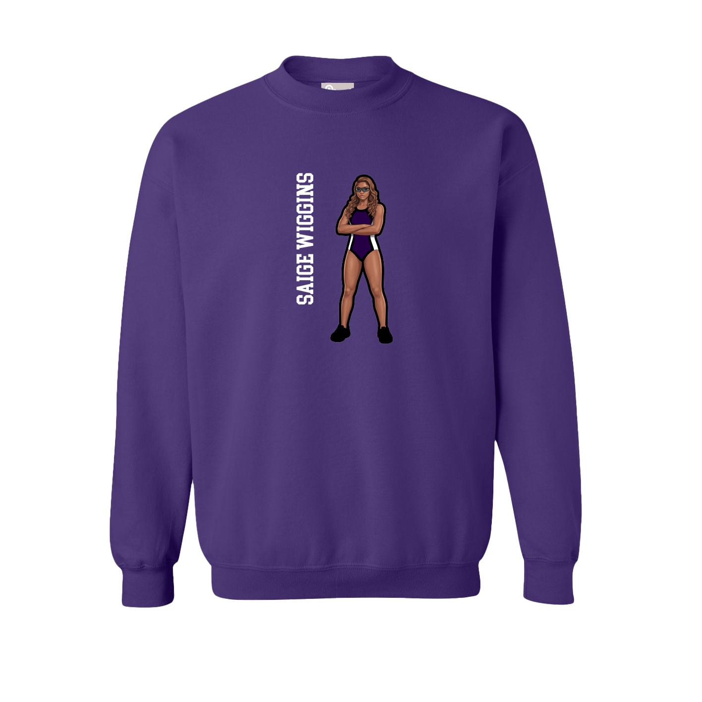 Fleece Crew — Name Vertical in Purple